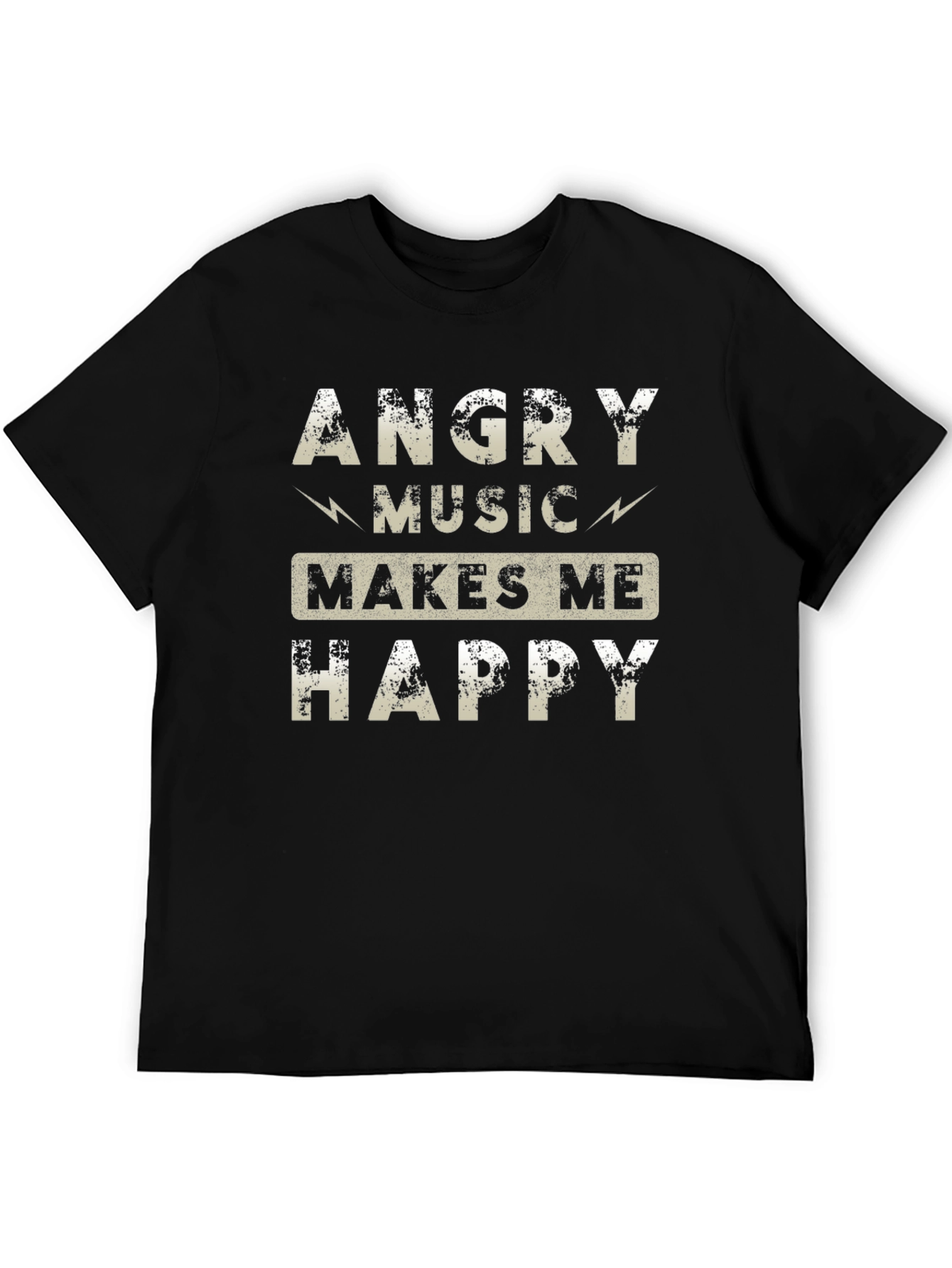 Angry Music Makes Me Happy Black Graphic Tee