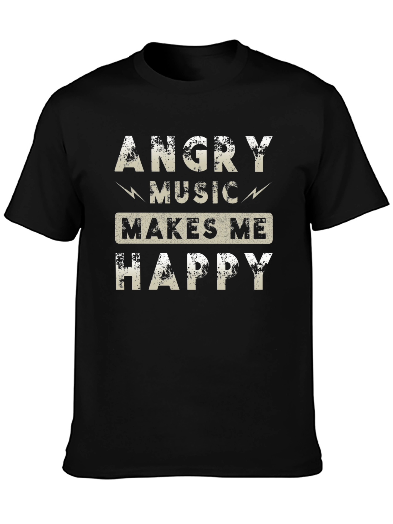 Angry Music Makes Me Happy Black Graphic Tee