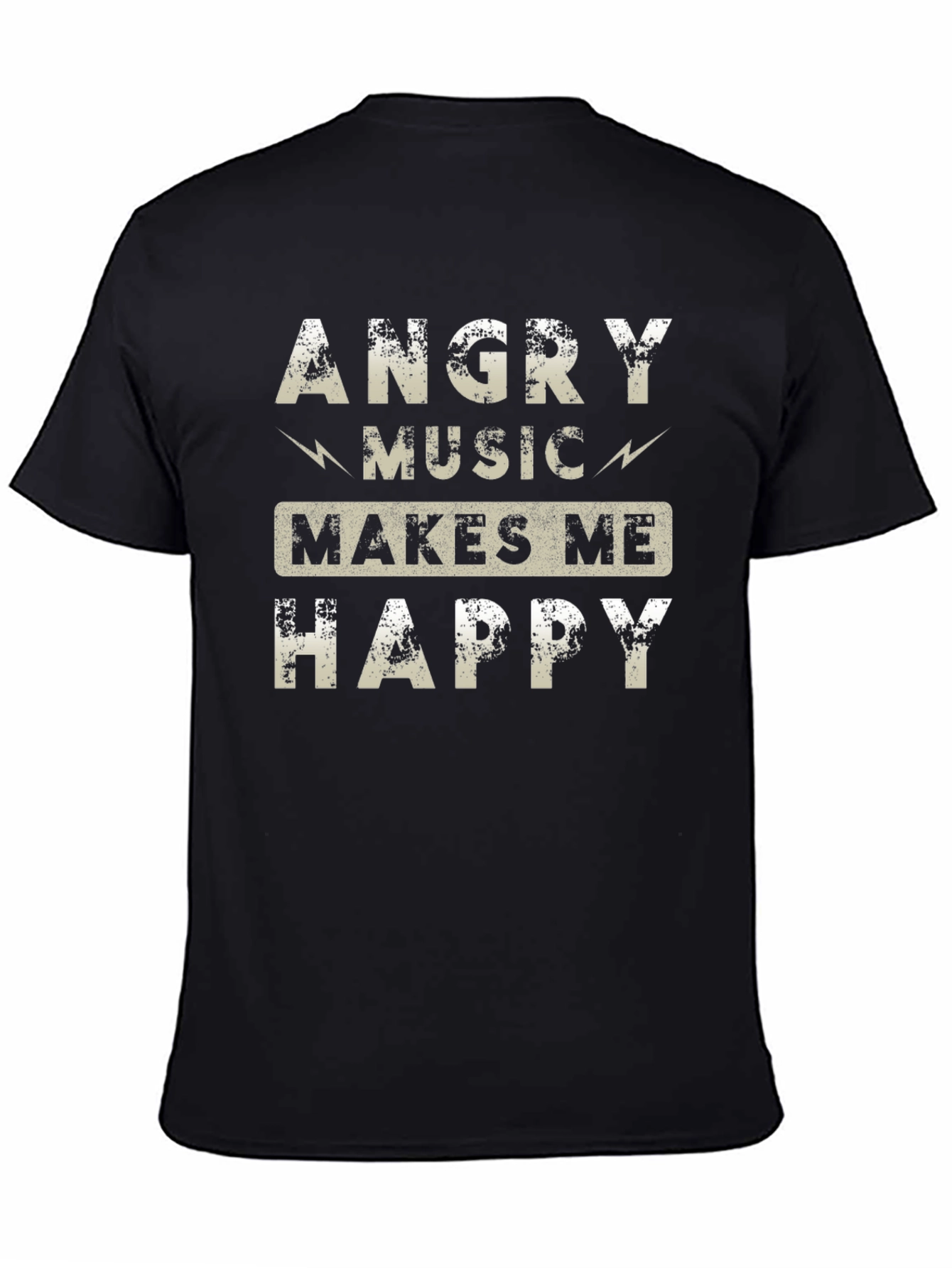 Angry Music Makes Me Happy Black Graphic Tee