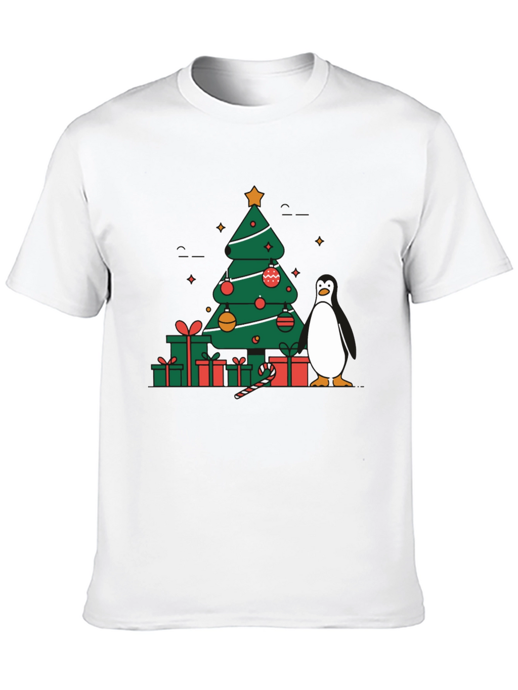 Festive Christmas Tree & Penguin Graphic Tee