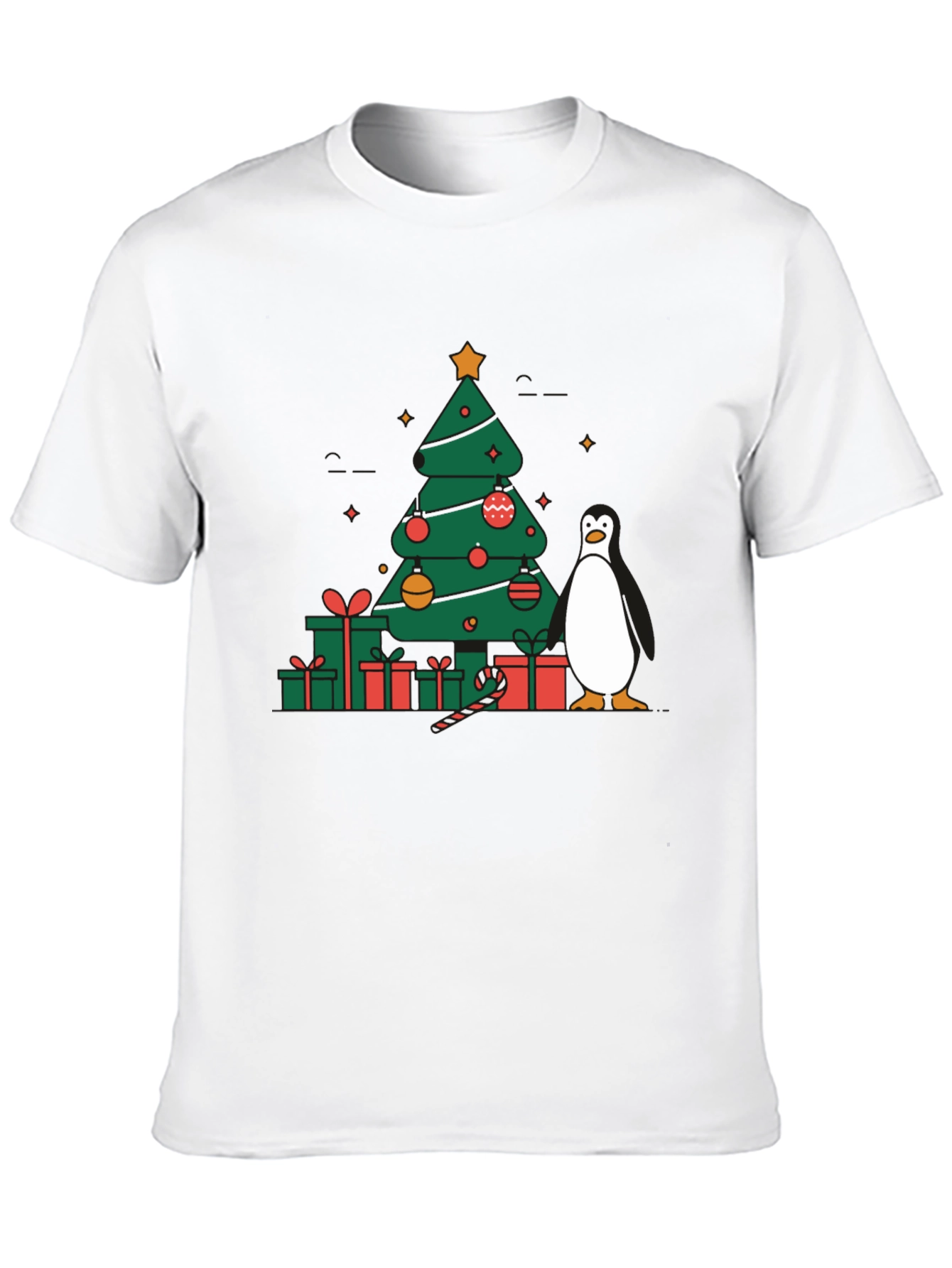 Festive Christmas Tree & Penguin Graphic Tee