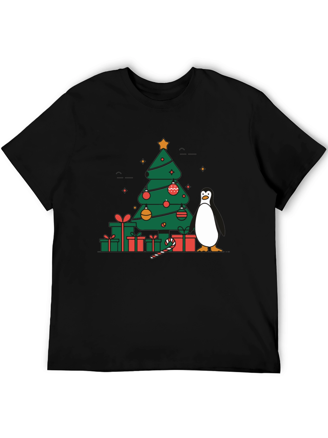 Festive Christmas Tree & Penguin Graphic Tee
