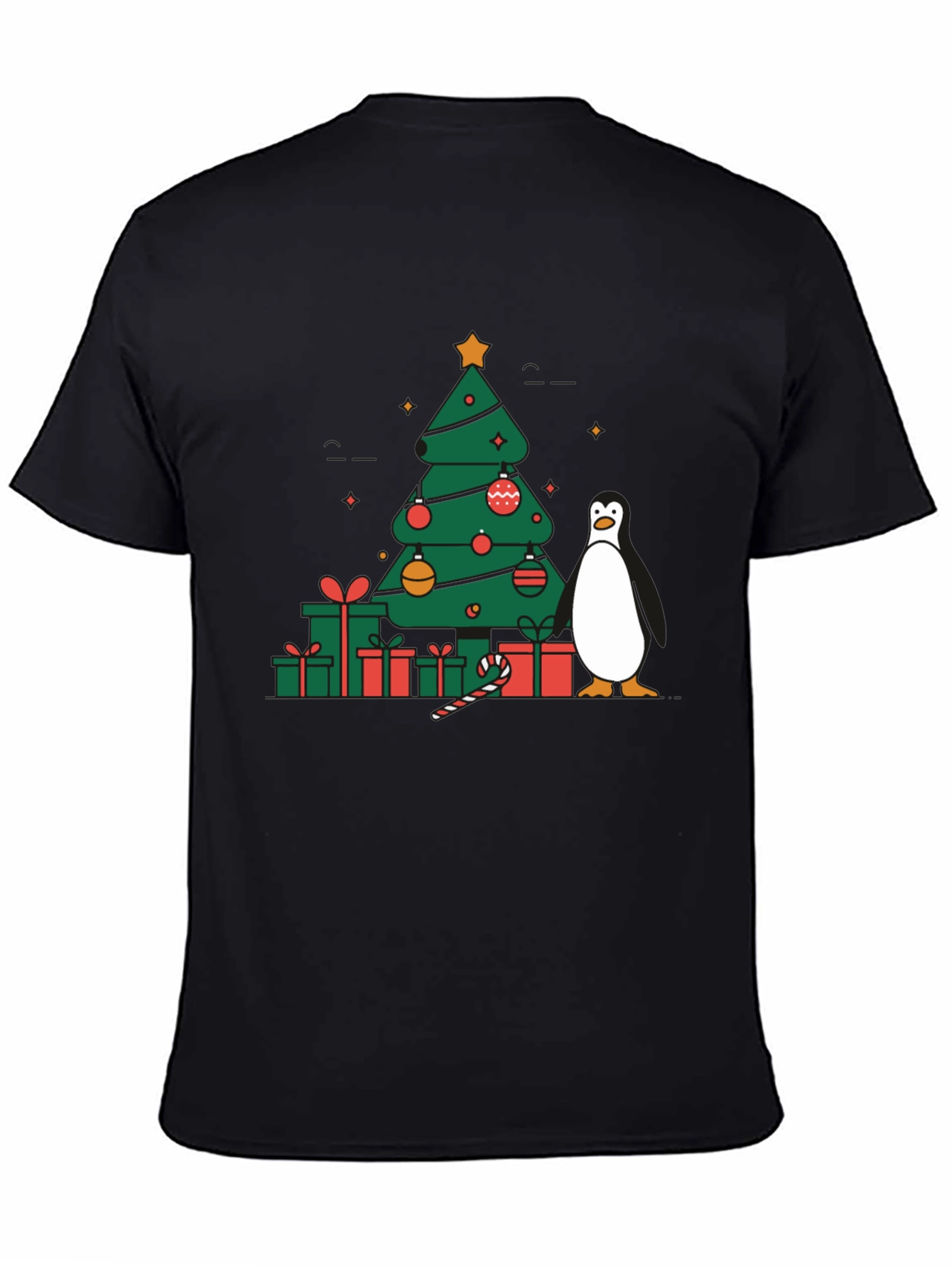 Festive Christmas Tree & Penguin Graphic Tee