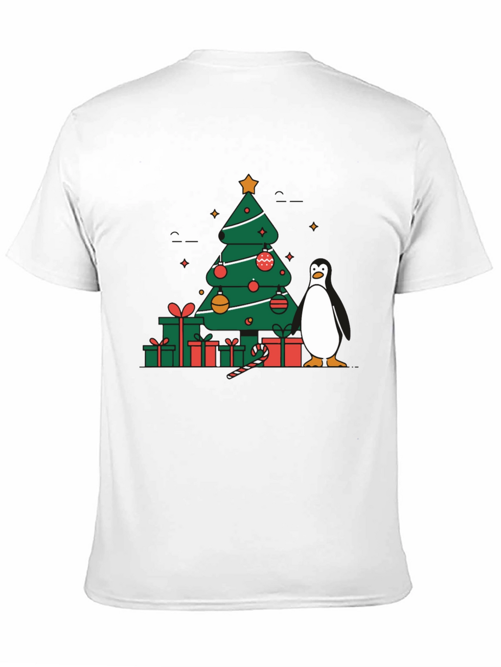 Festive Christmas Tree & Penguin Graphic Tee