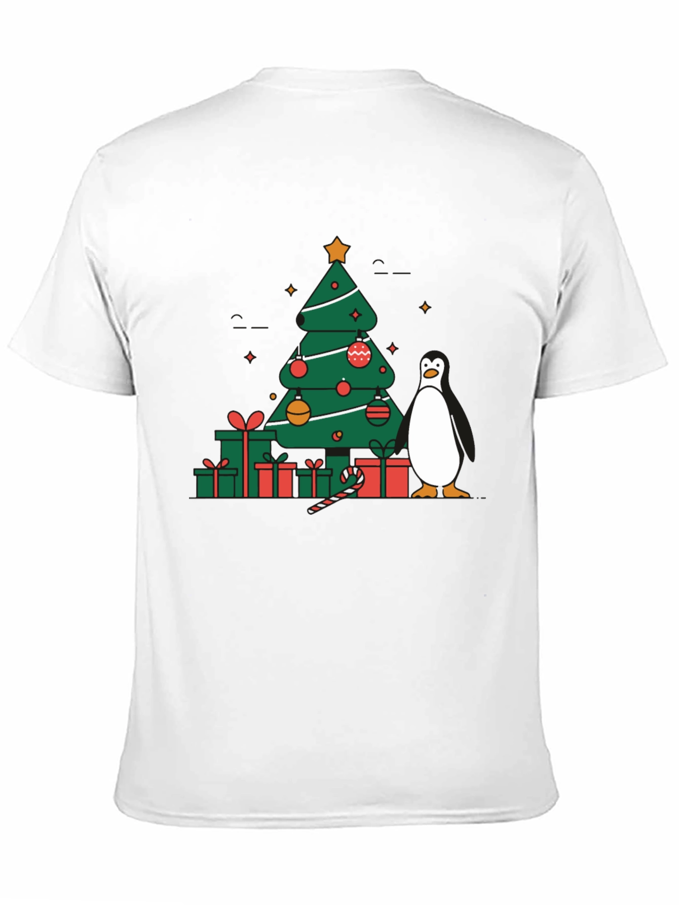 Festive Christmas Tree & Penguin Graphic Tee