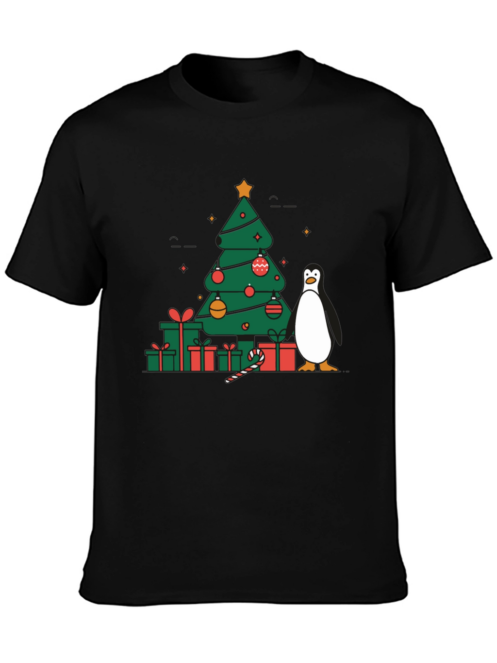 Festive Christmas Tree & Penguin Graphic Tee