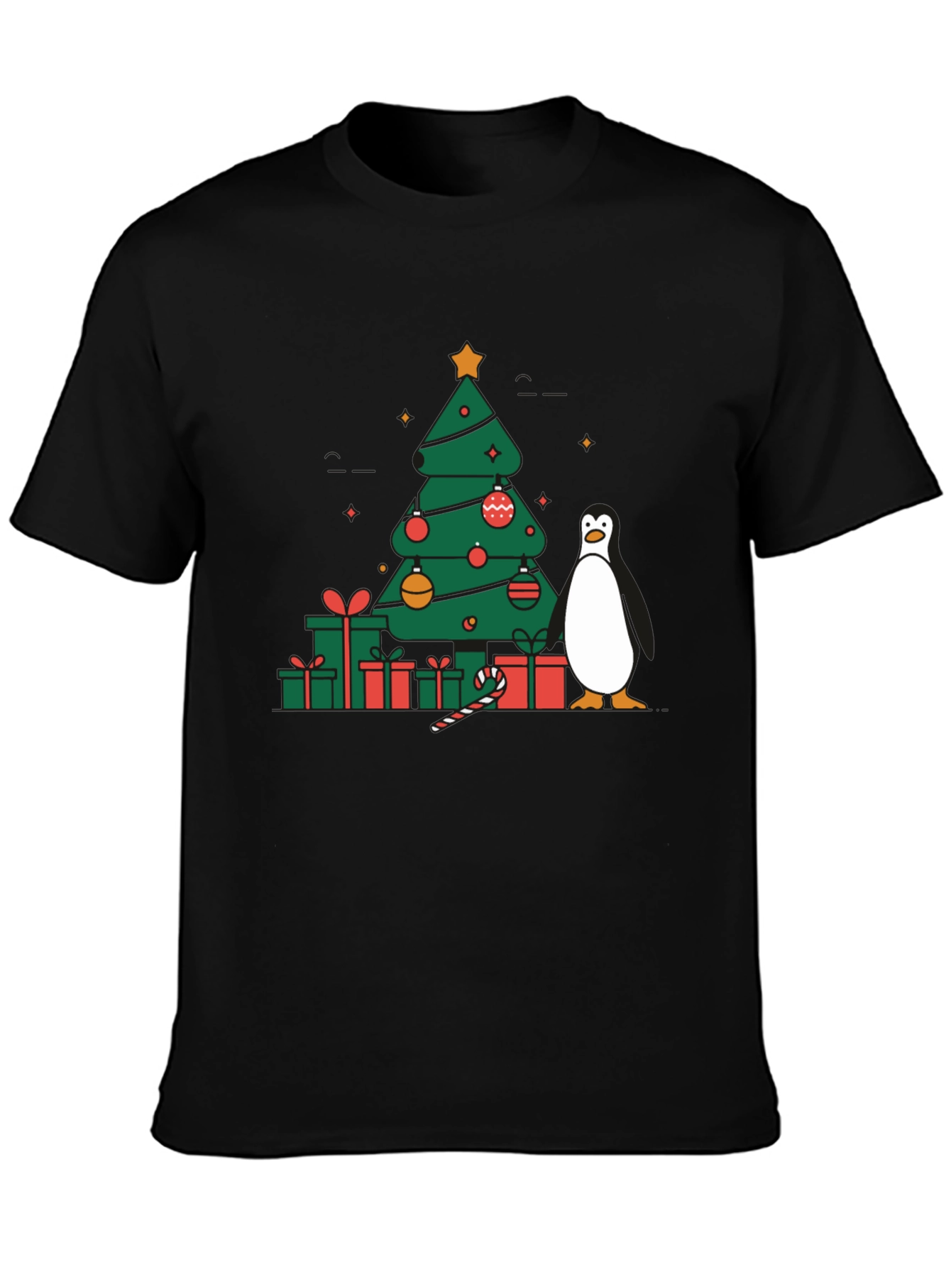 Festive Christmas Tree & Penguin Graphic Tee