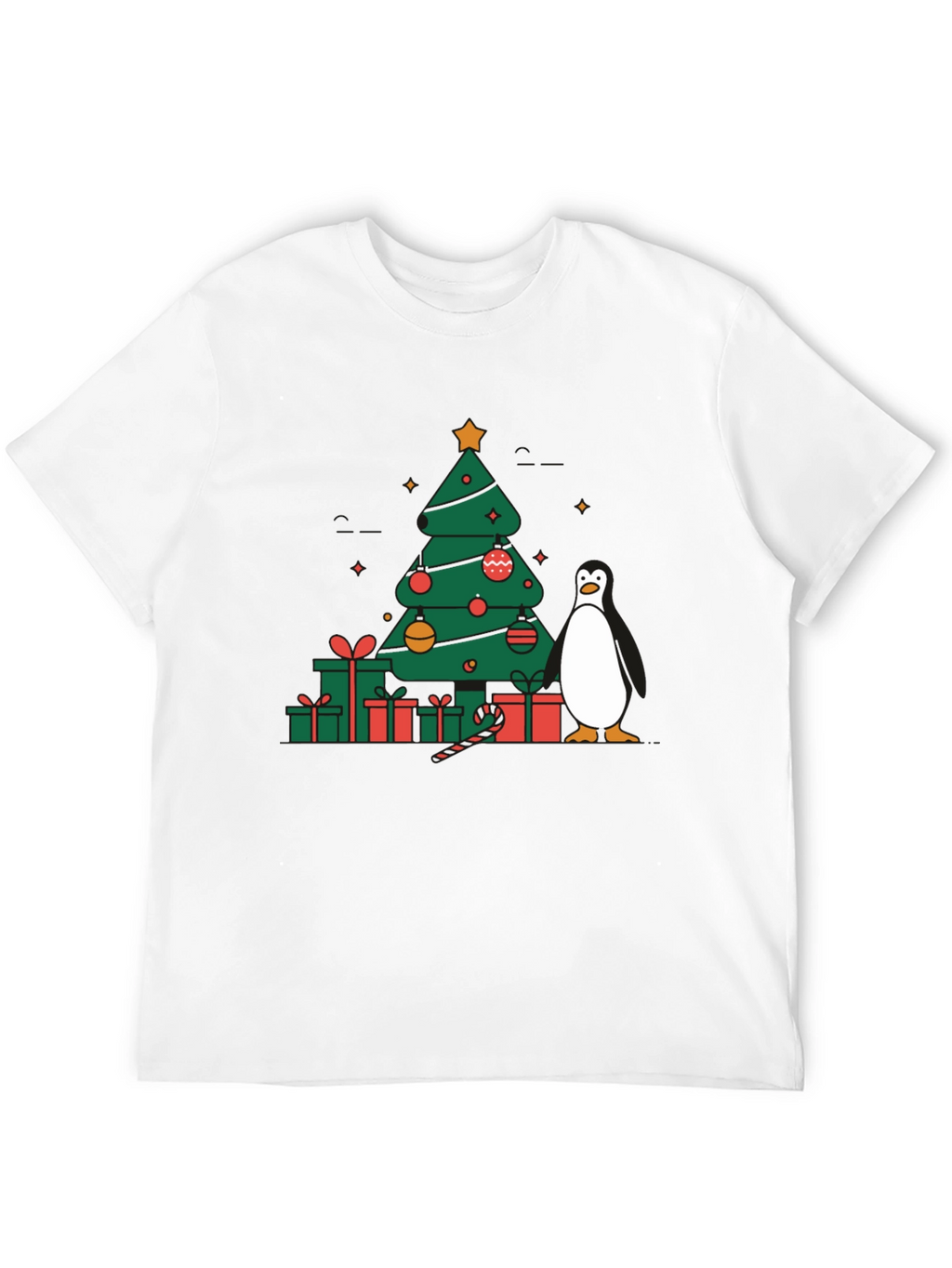 Festive Christmas Tree & Penguin Graphic Tee