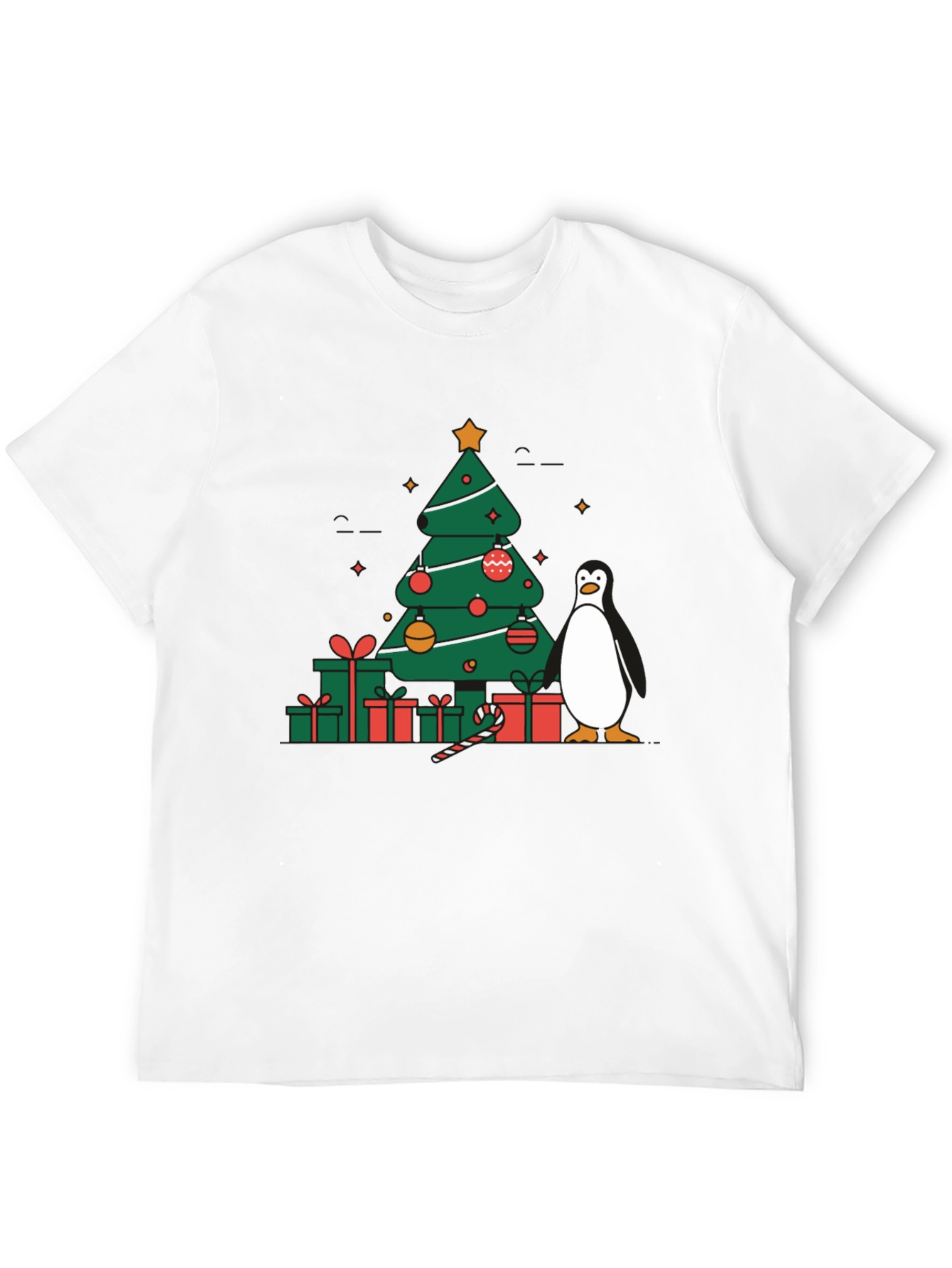 Festive Christmas Tree & Penguin Graphic Tee