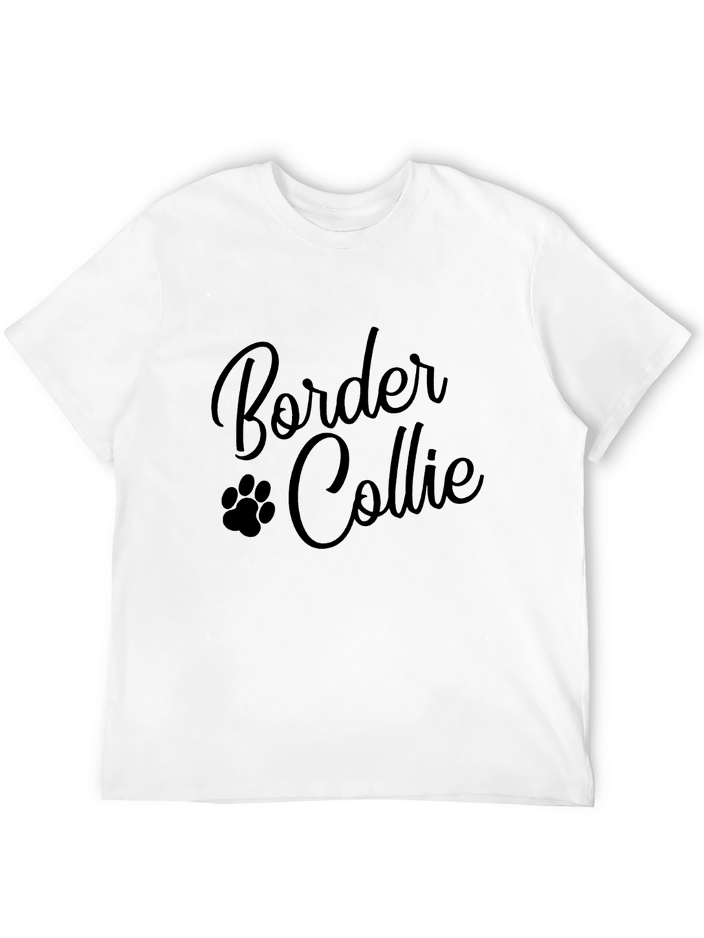 Border Collie Paw Print Black T-Shirt