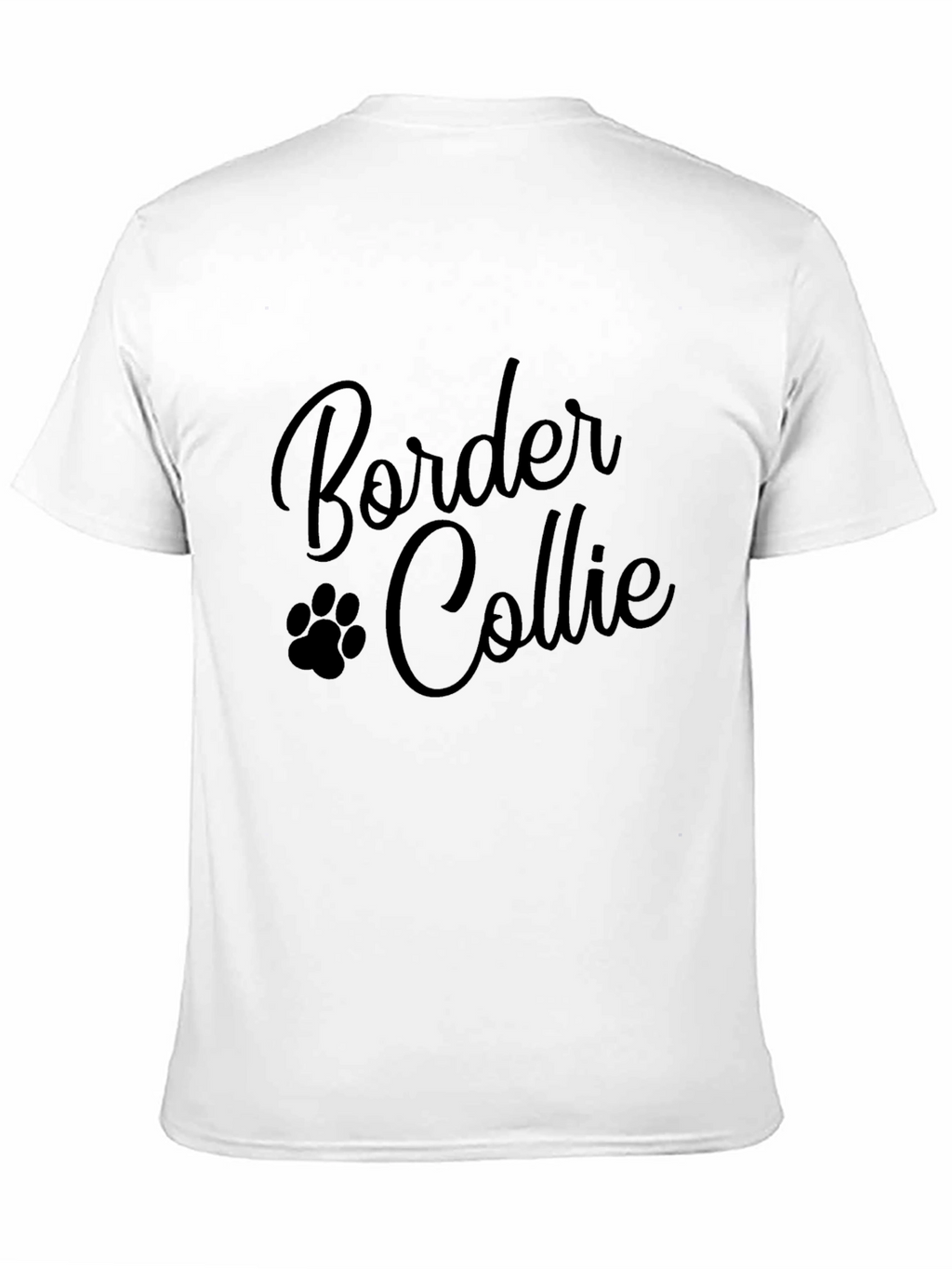 Border Collie Paw Print Black T-Shirt