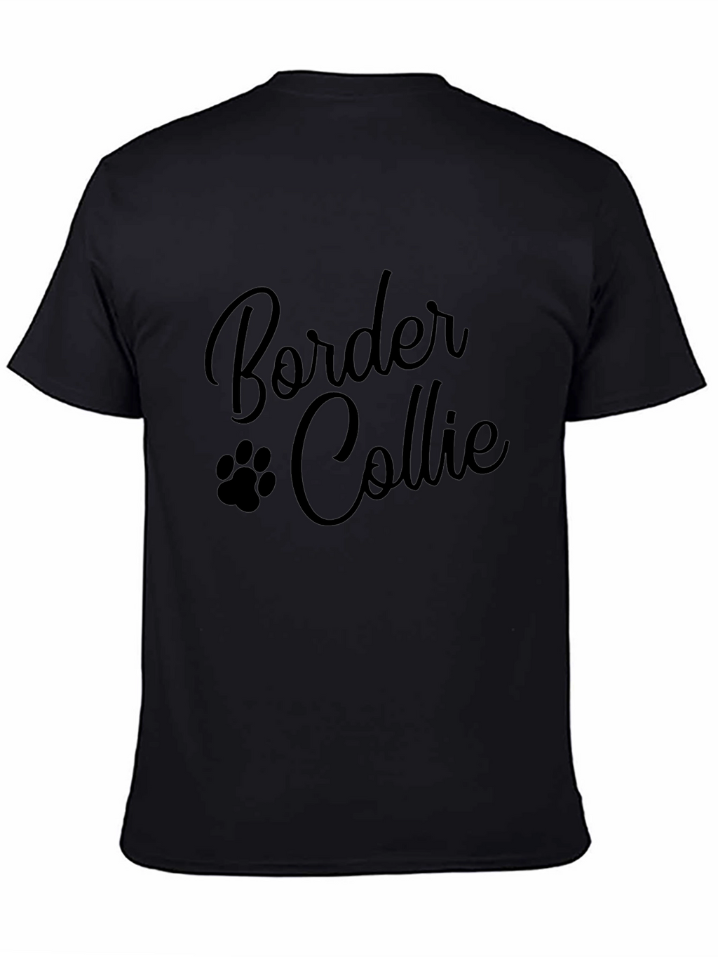 Border Collie Paw Print Black T-Shirt