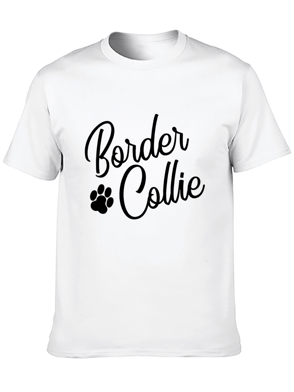 Border Collie Paw Print Black T-Shirt