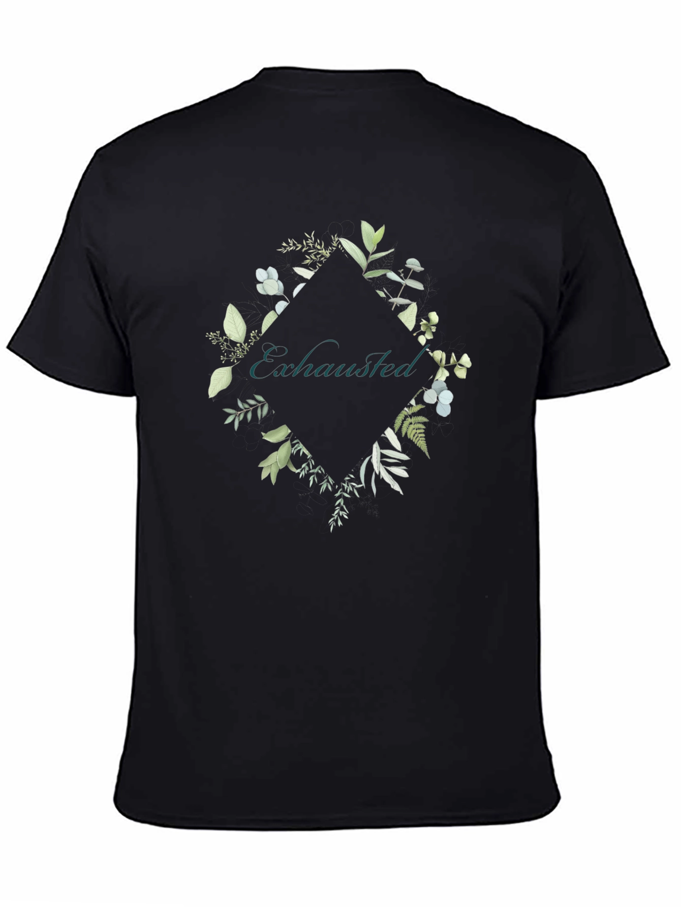 Exhausted Botanical Graphic Tee - Black Cotton Shirt