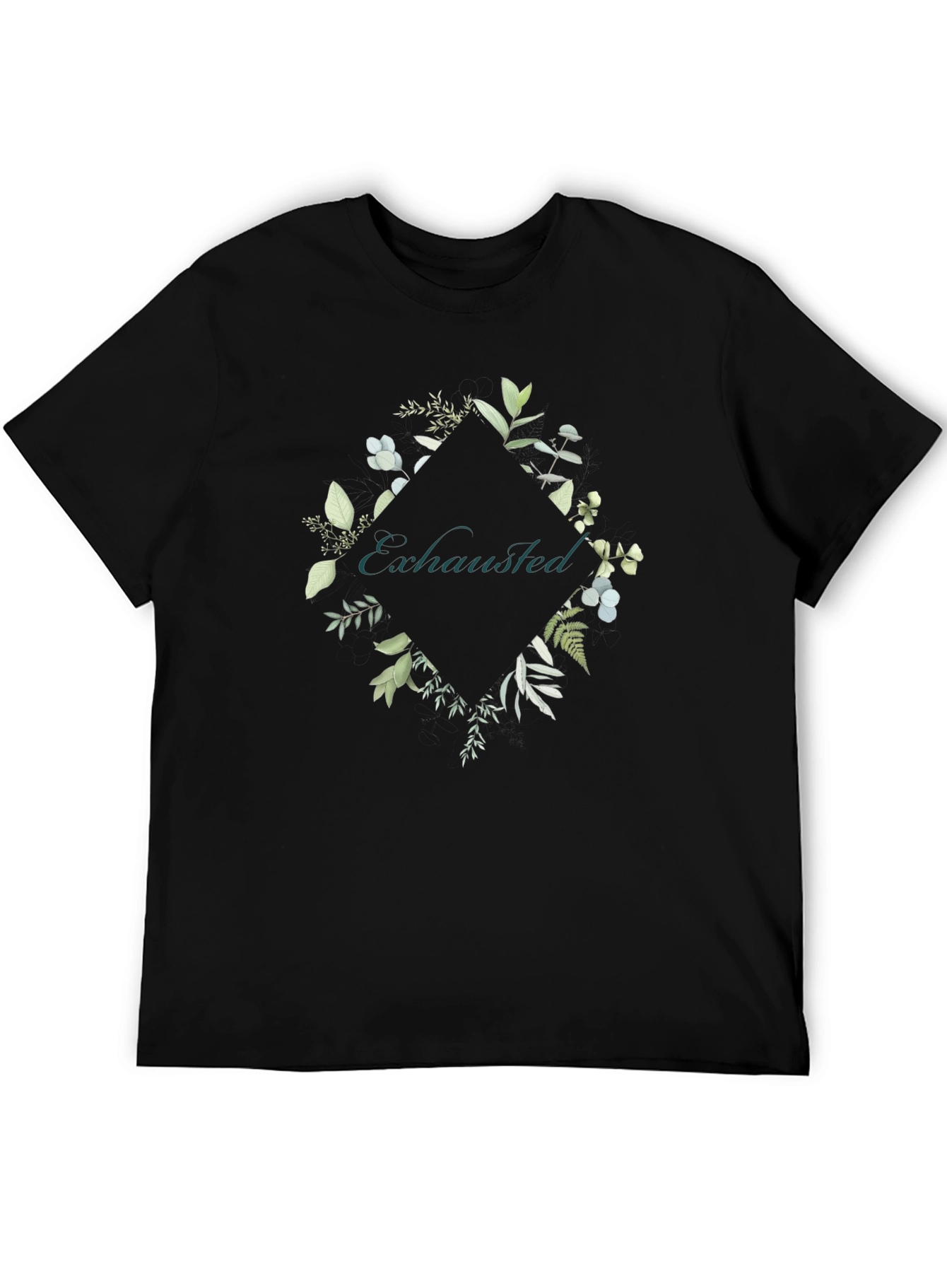 Exhausted Botanical Graphic Tee - Black Cotton Shirt