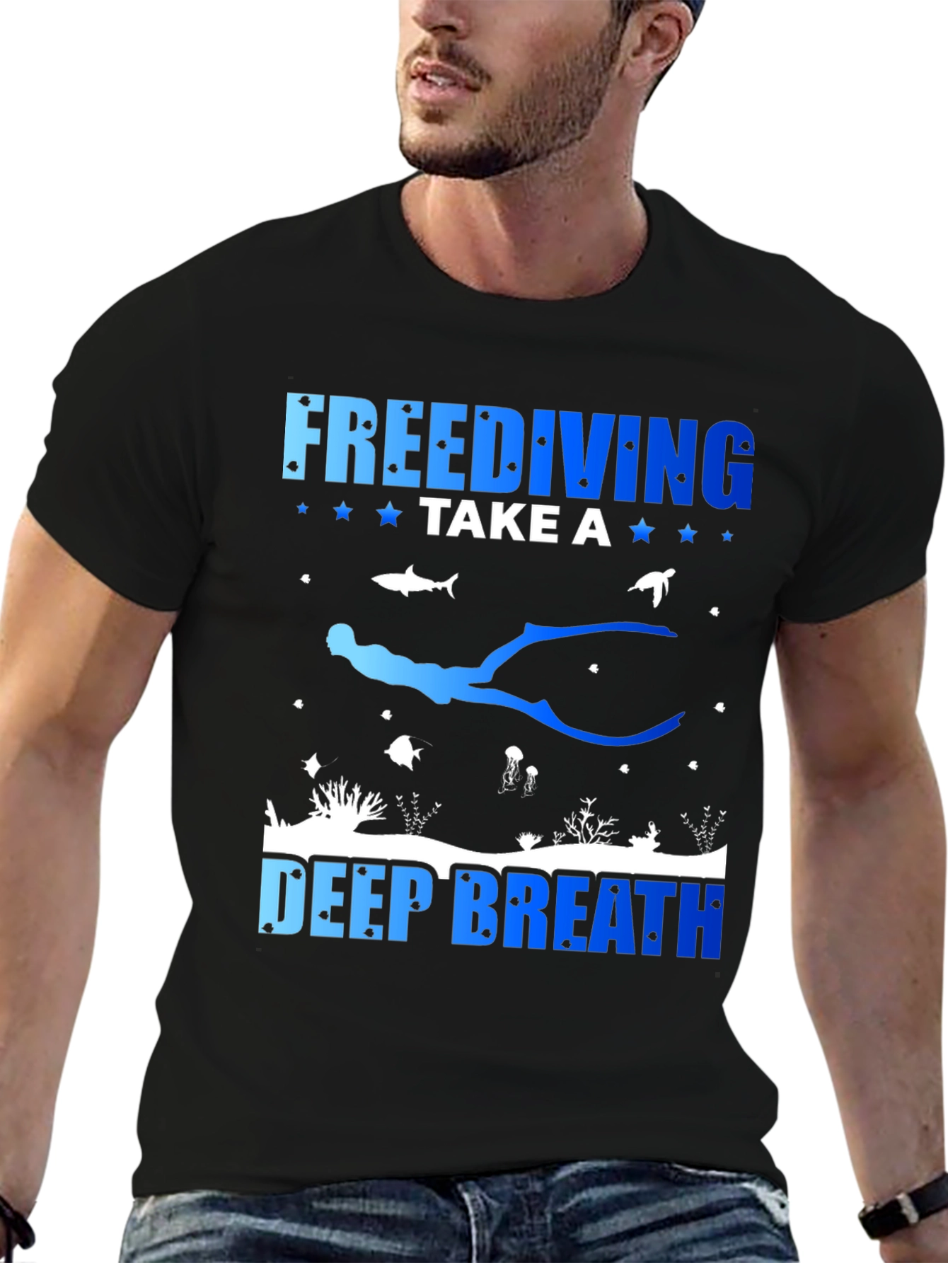 Freediving Deep Breath Graphic T-Shirt