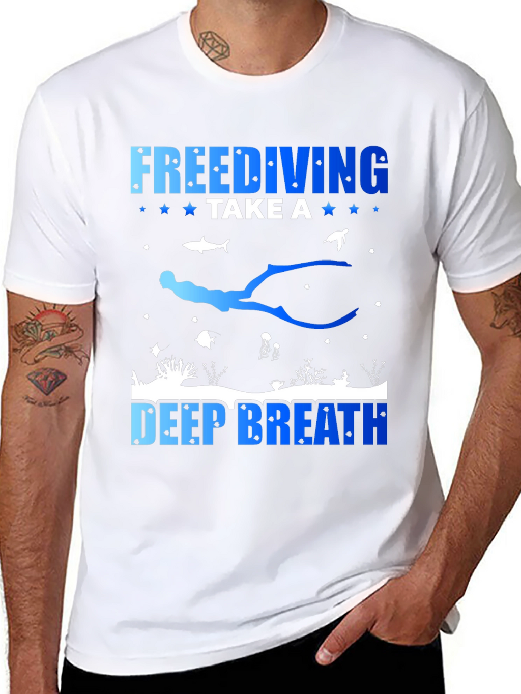 Freediving Deep Breath Graphic T-Shirt
