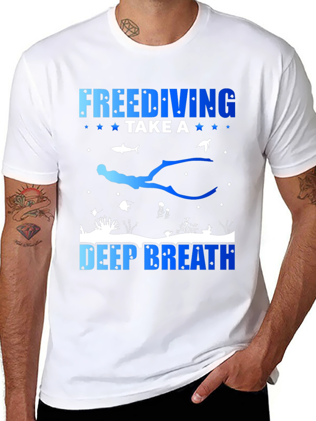 Freediving Deep Breath Graphic T-Shirt