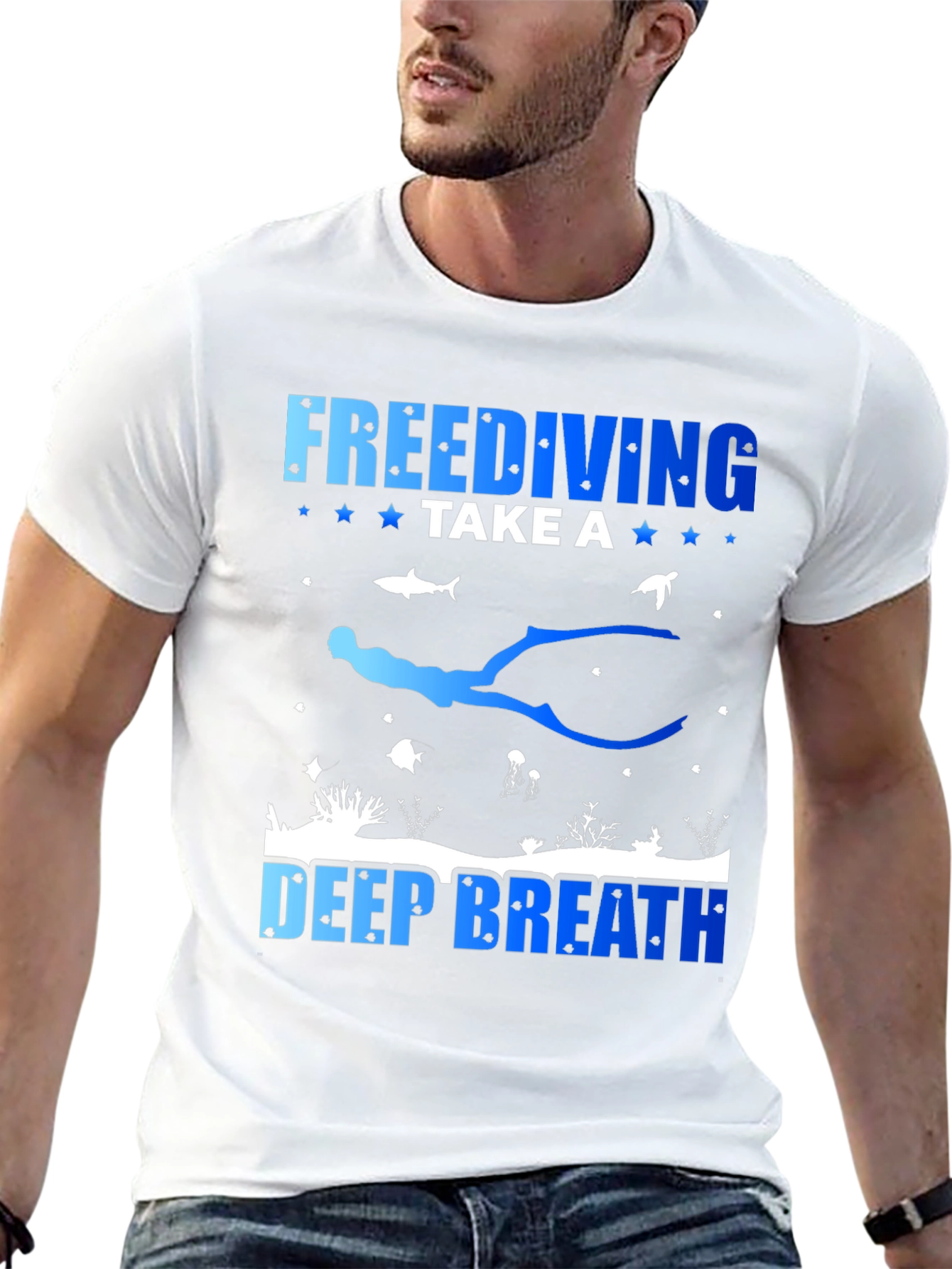 Freediving Deep Breath Graphic T-Shirt