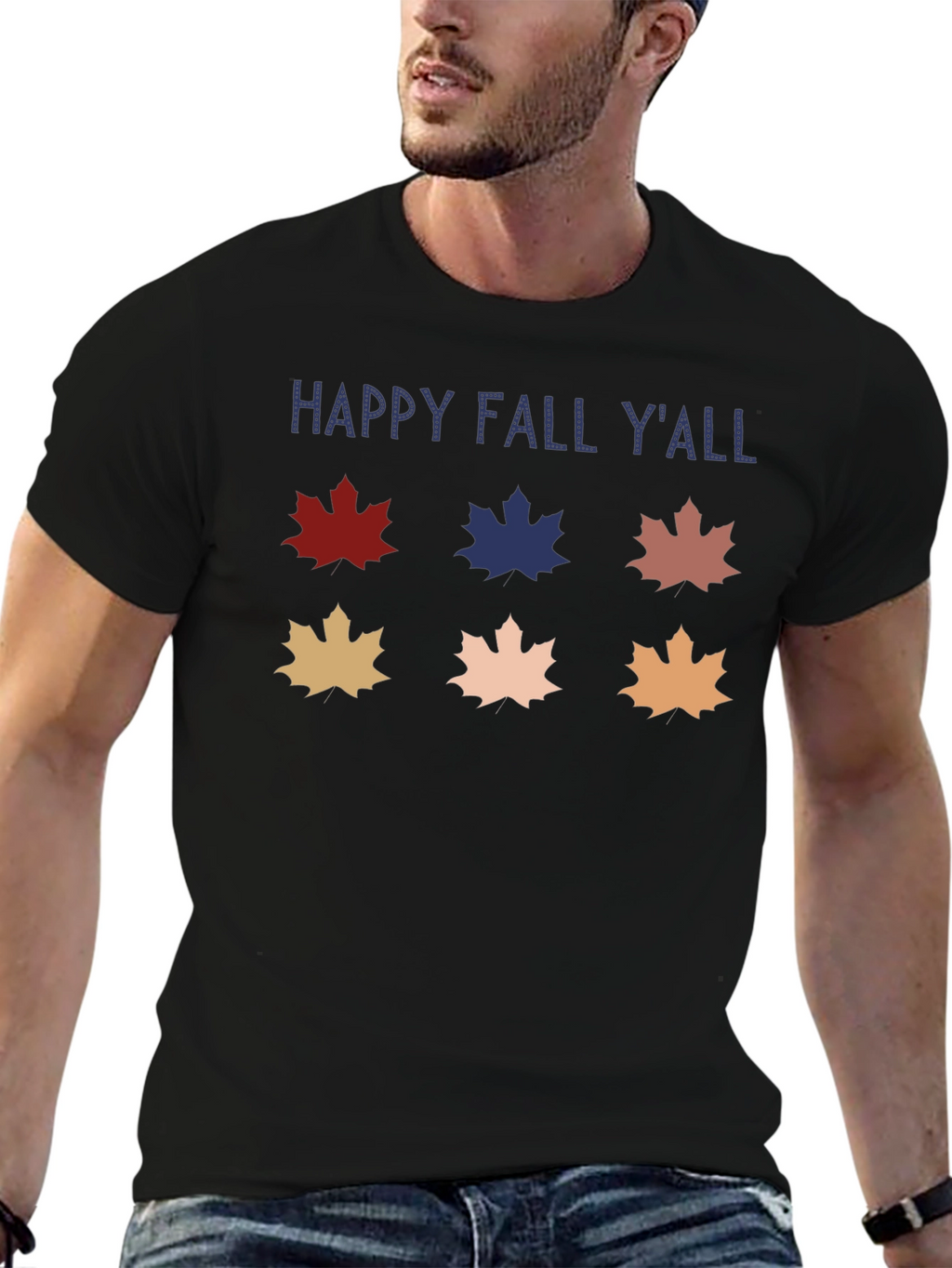 Happy Fall YAll T-Shirt Autumn Leaf Design