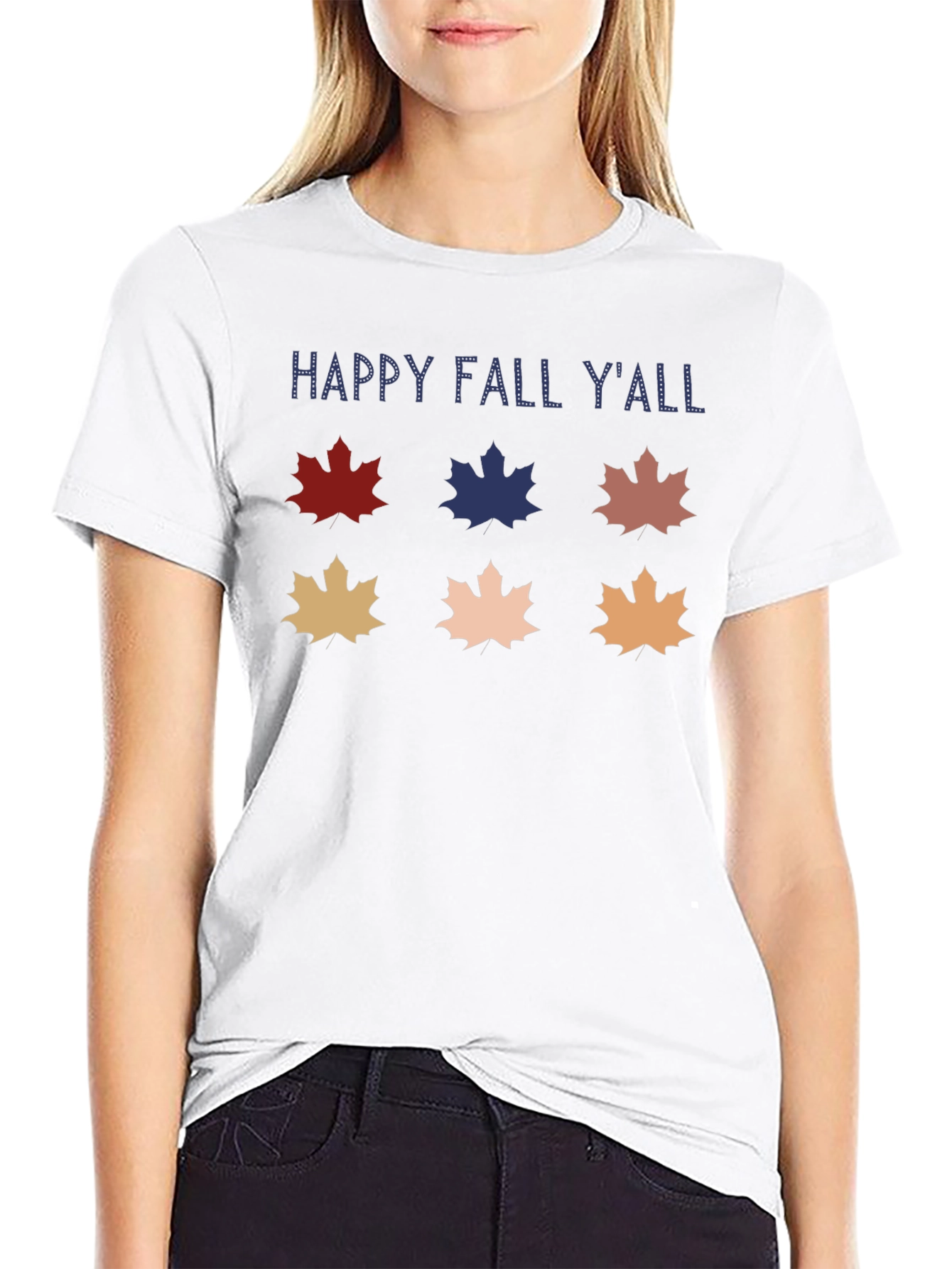 Happy Fall YAll T-Shirt Autumn Leaf Design