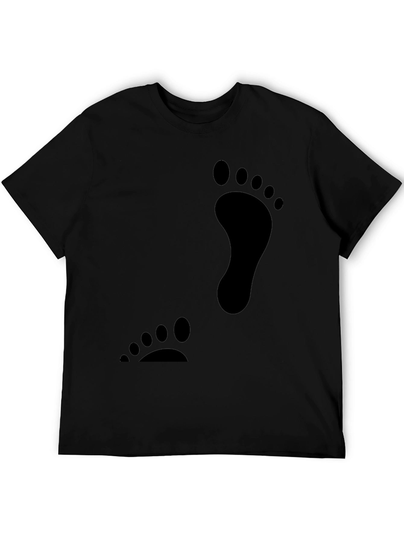 Black Footprint Graphic T-Shirt Casual Tee