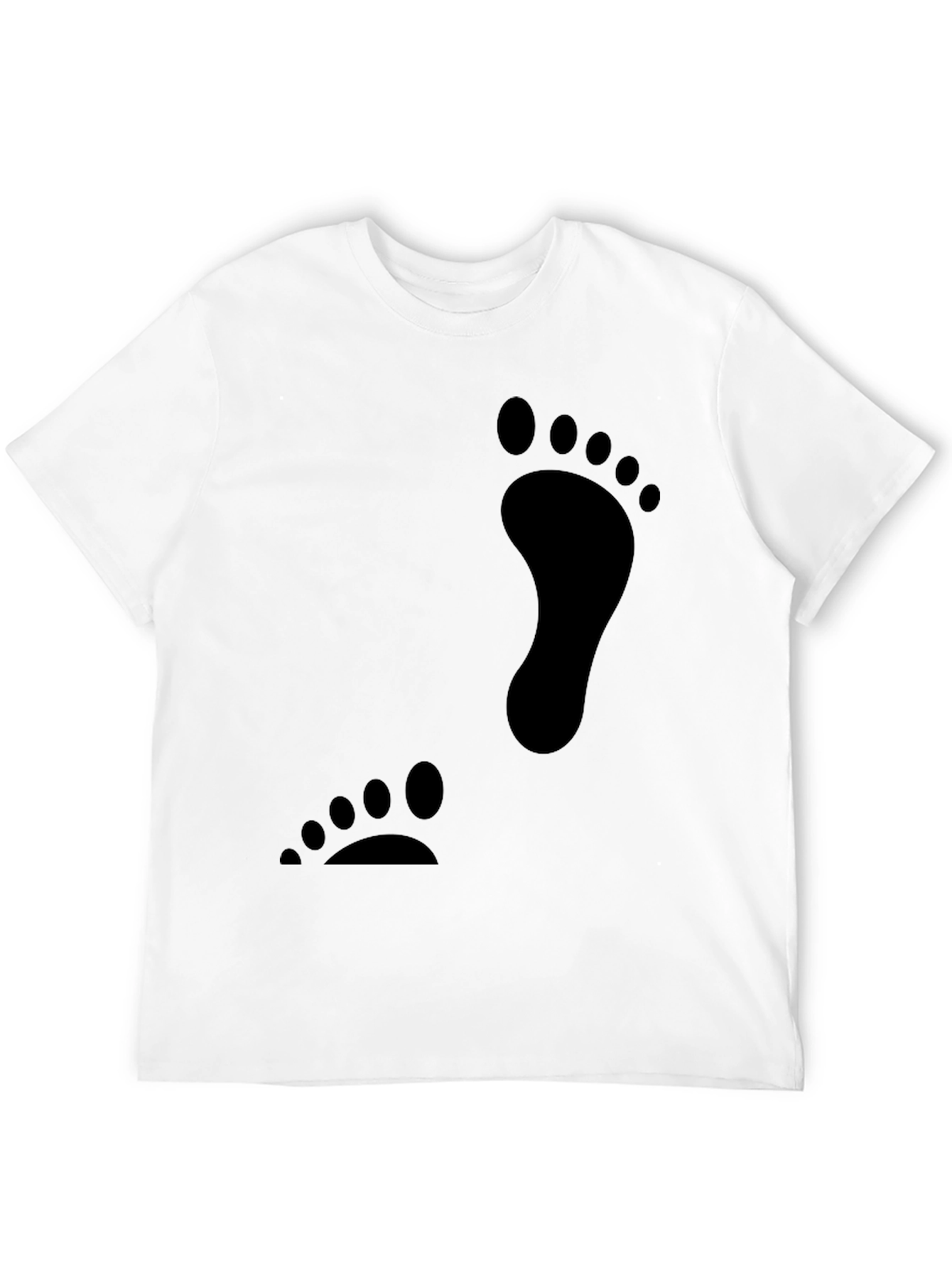 Black Footprint Graphic T-Shirt Casual Tee