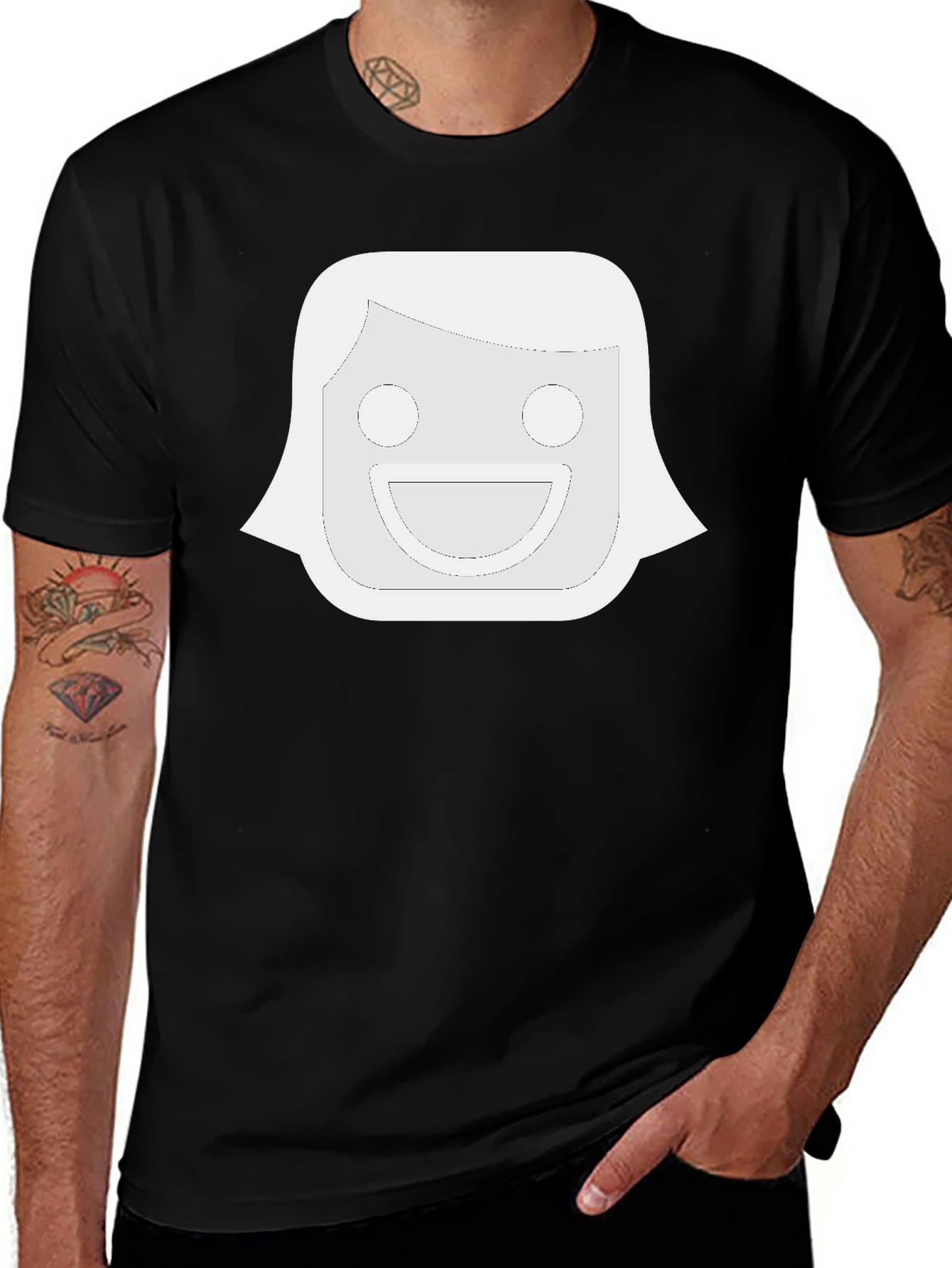 Funny Face Graphic Black T-Shirt