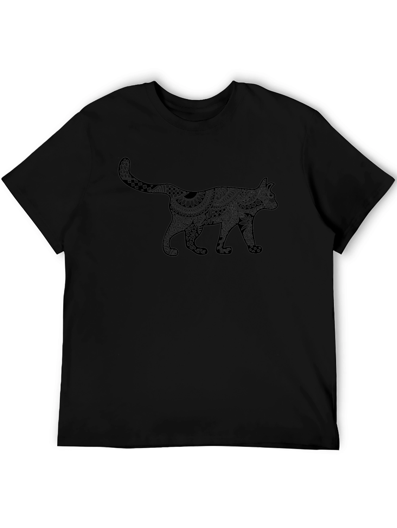 Black Cat Mandala Graphic T-Shirt