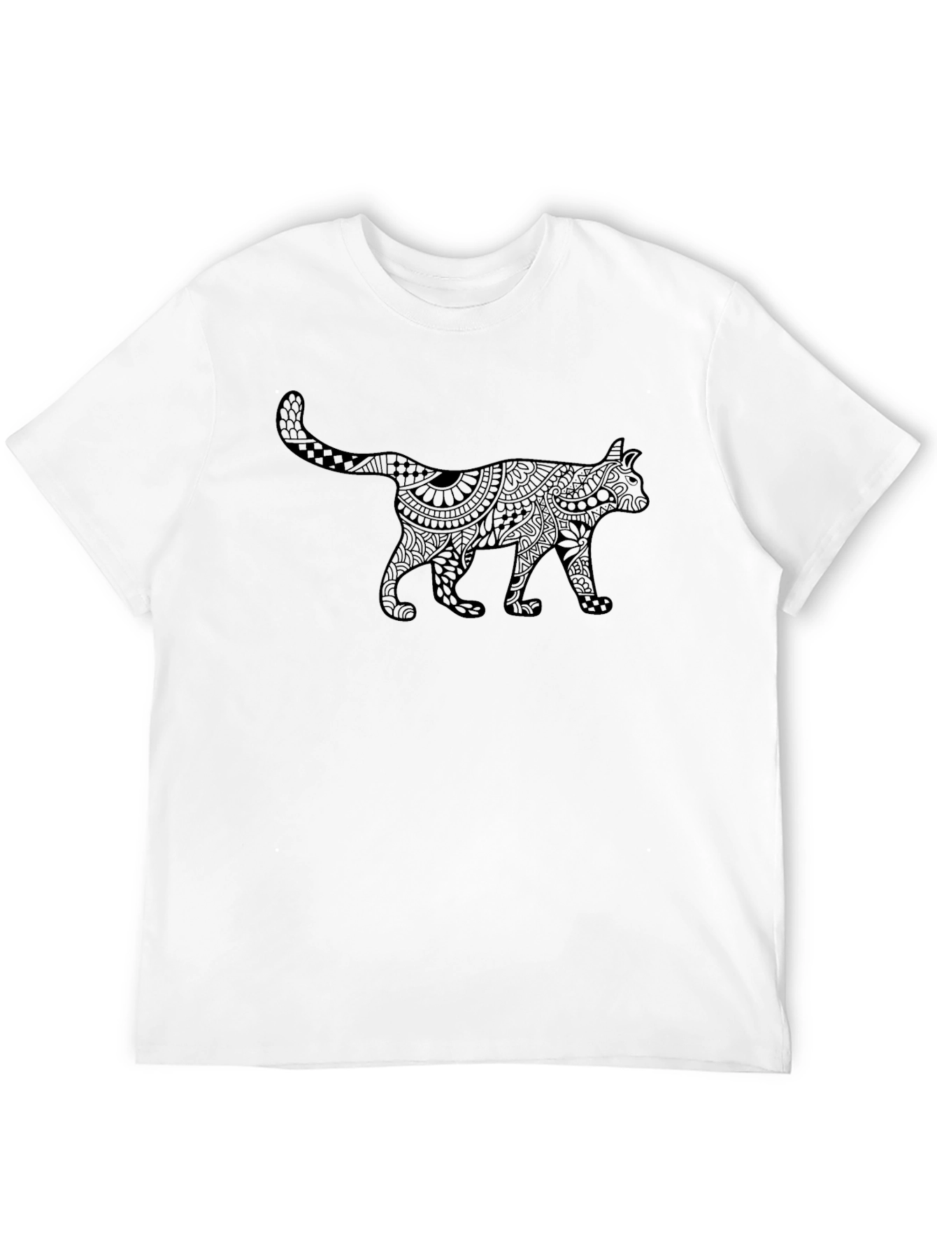 Black Cat Mandala Graphic T-Shirt