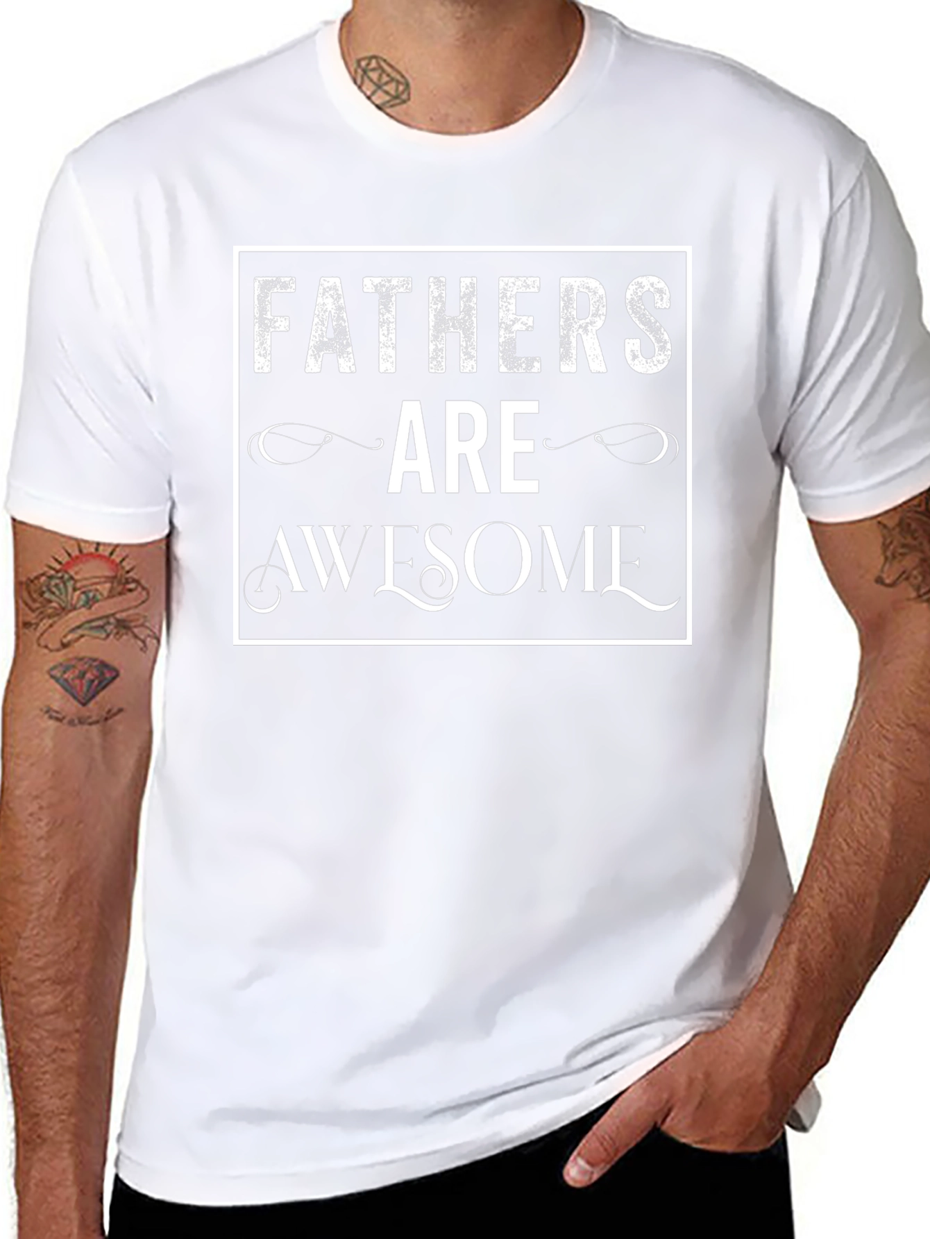 Fathers Are Awesome Graphic T-Shirt - Black