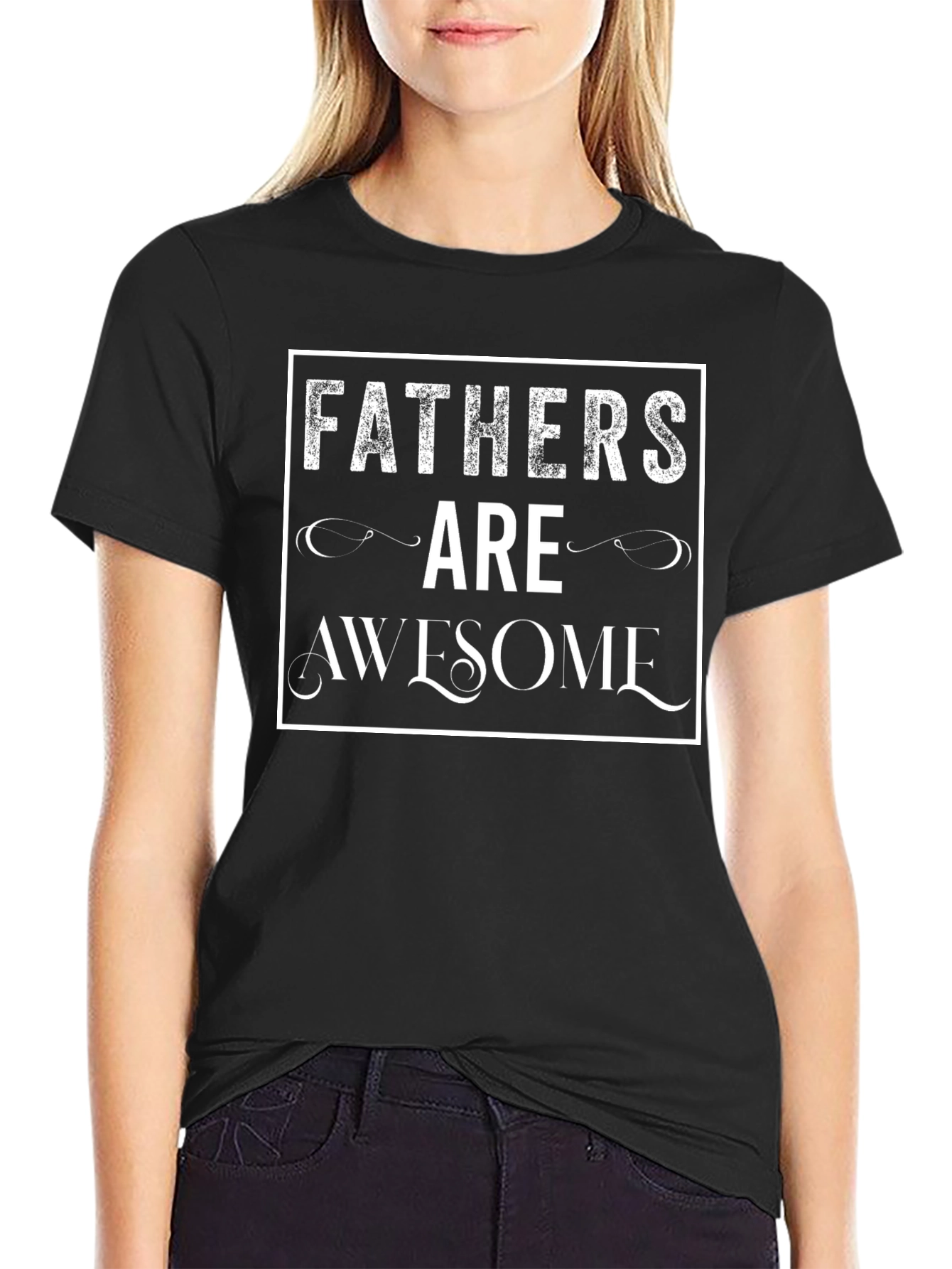 Fathers Are Awesome Graphic T-Shirt - Black
