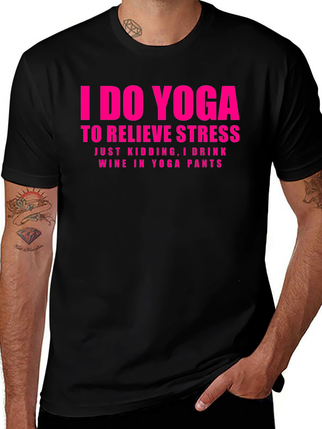 Funny Yoga & Wine Graphic T-Shirt
