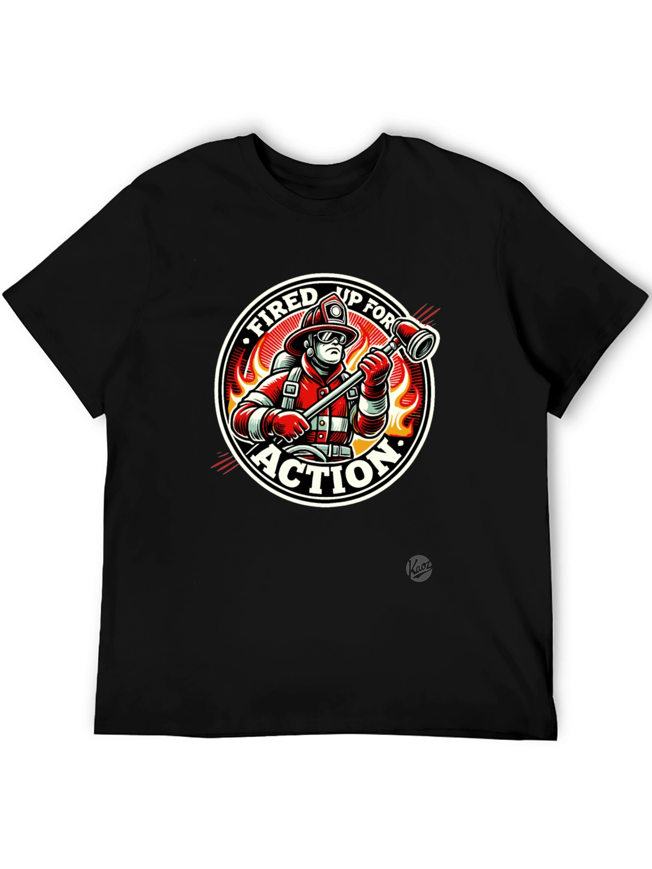 Fired Up for Action Firefighter Graphic T-Shirt
