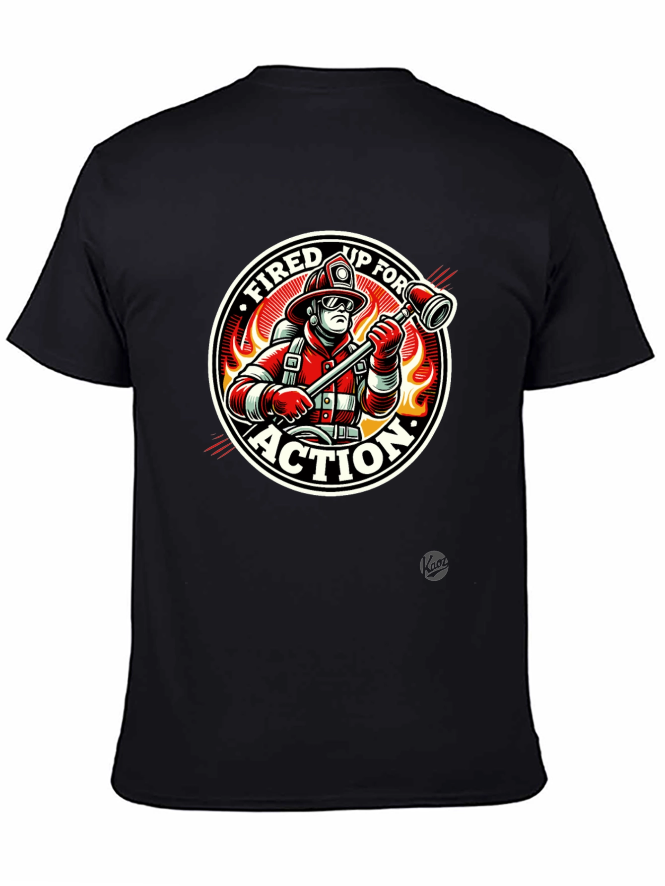 Fired Up for Action Firefighter Graphic T-Shirt