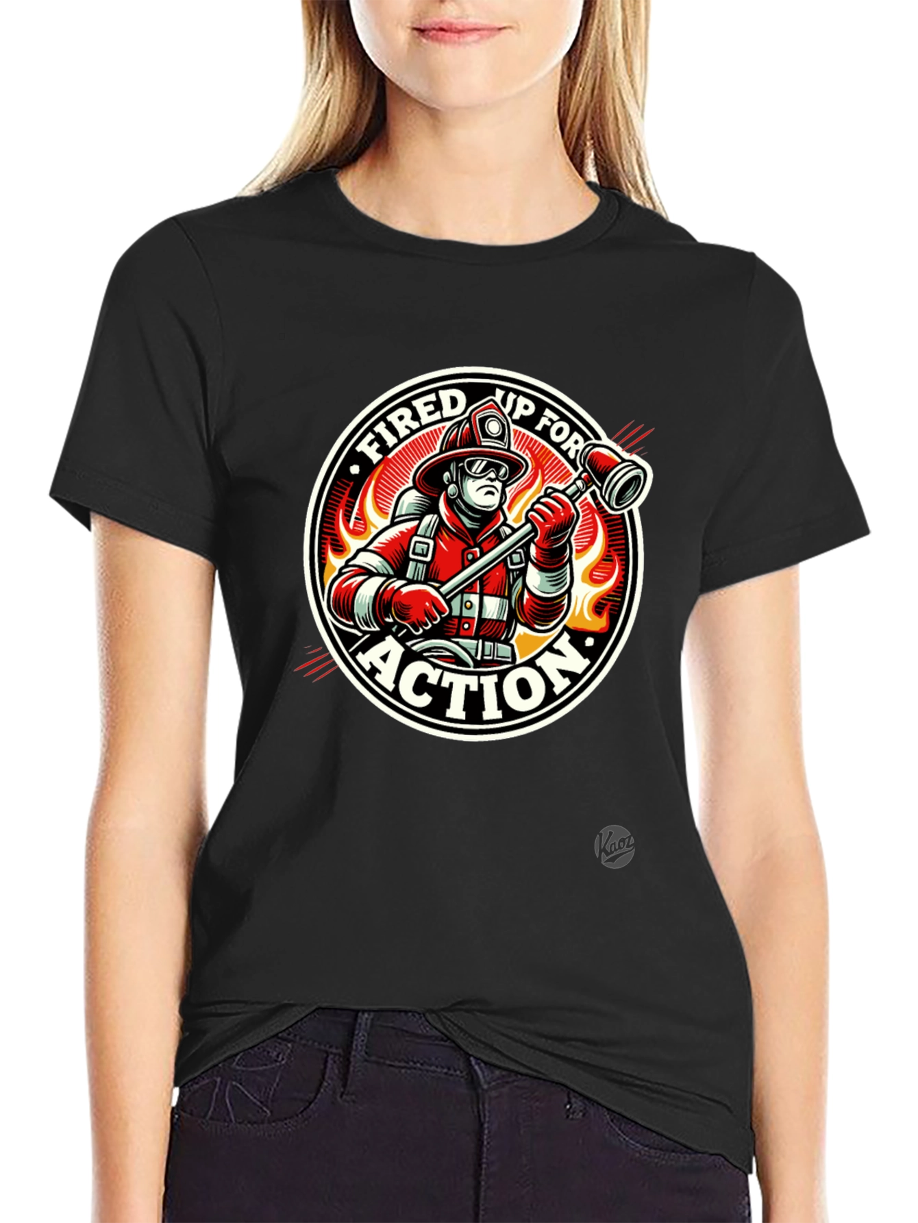 Fired Up for Action Firefighter Graphic T-Shirt