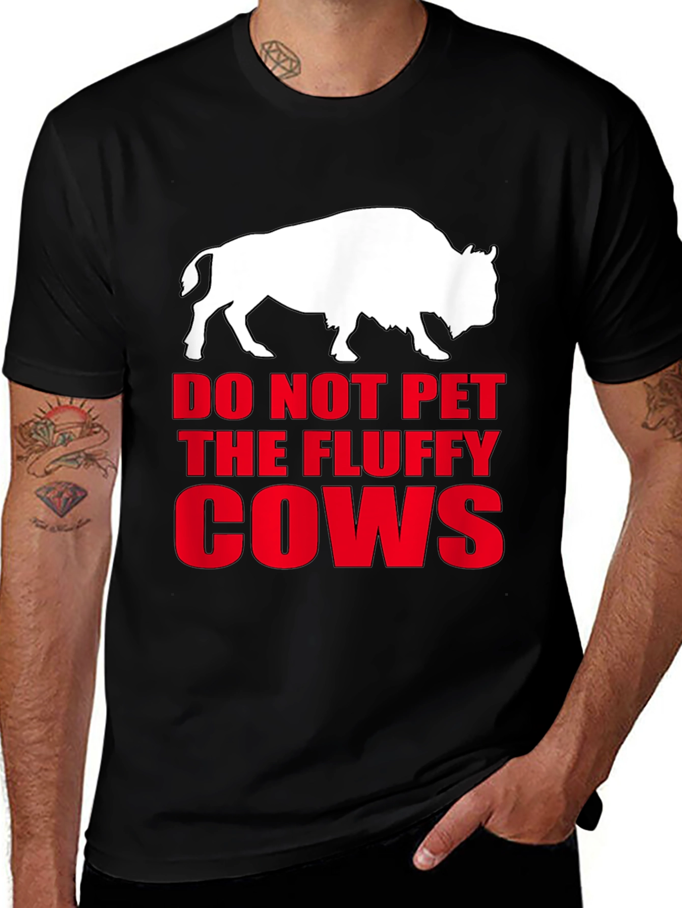 Do Not Pet the Fluffy Cows Black T-Shirt