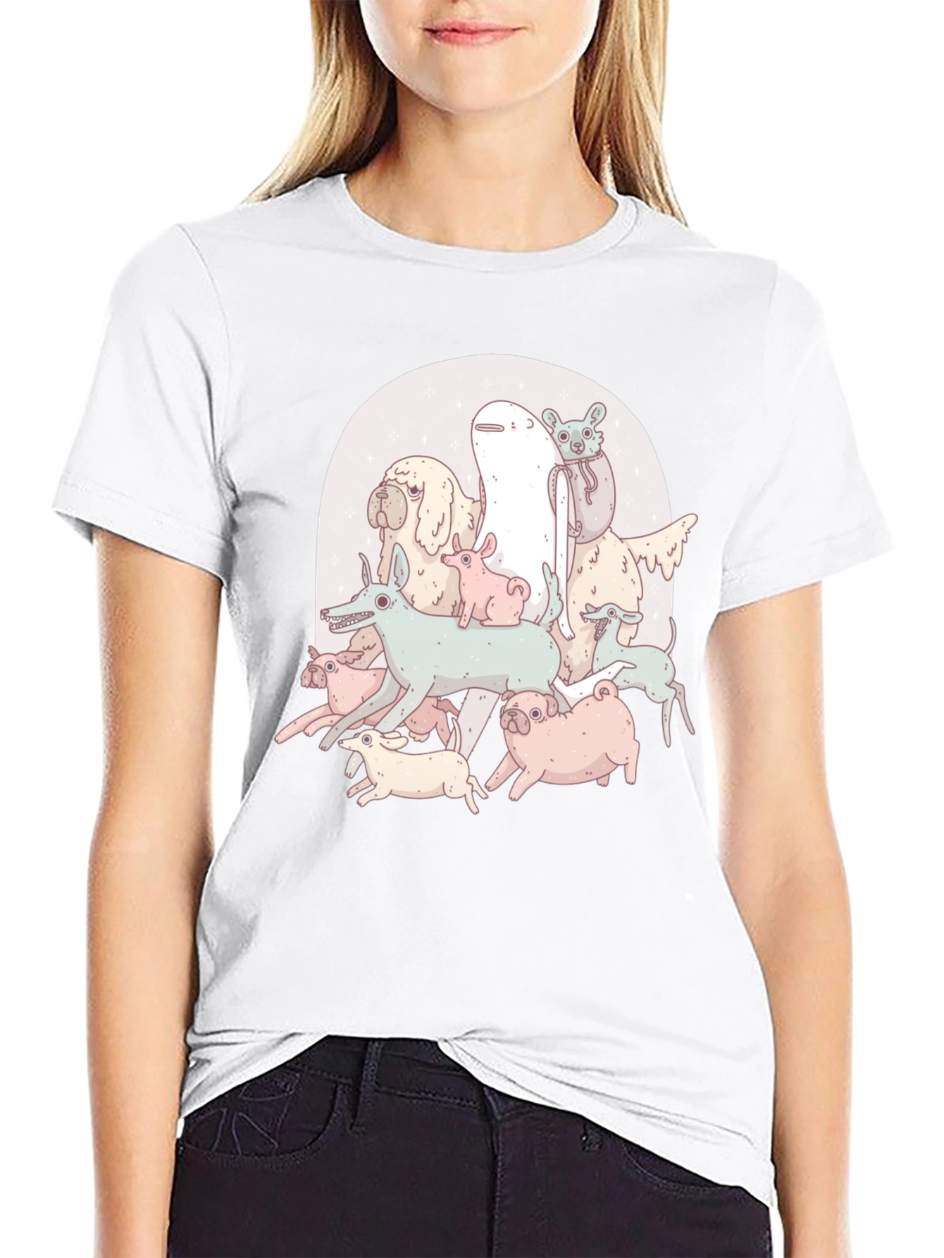 Funny Dog Pile Graphic T-Shirt