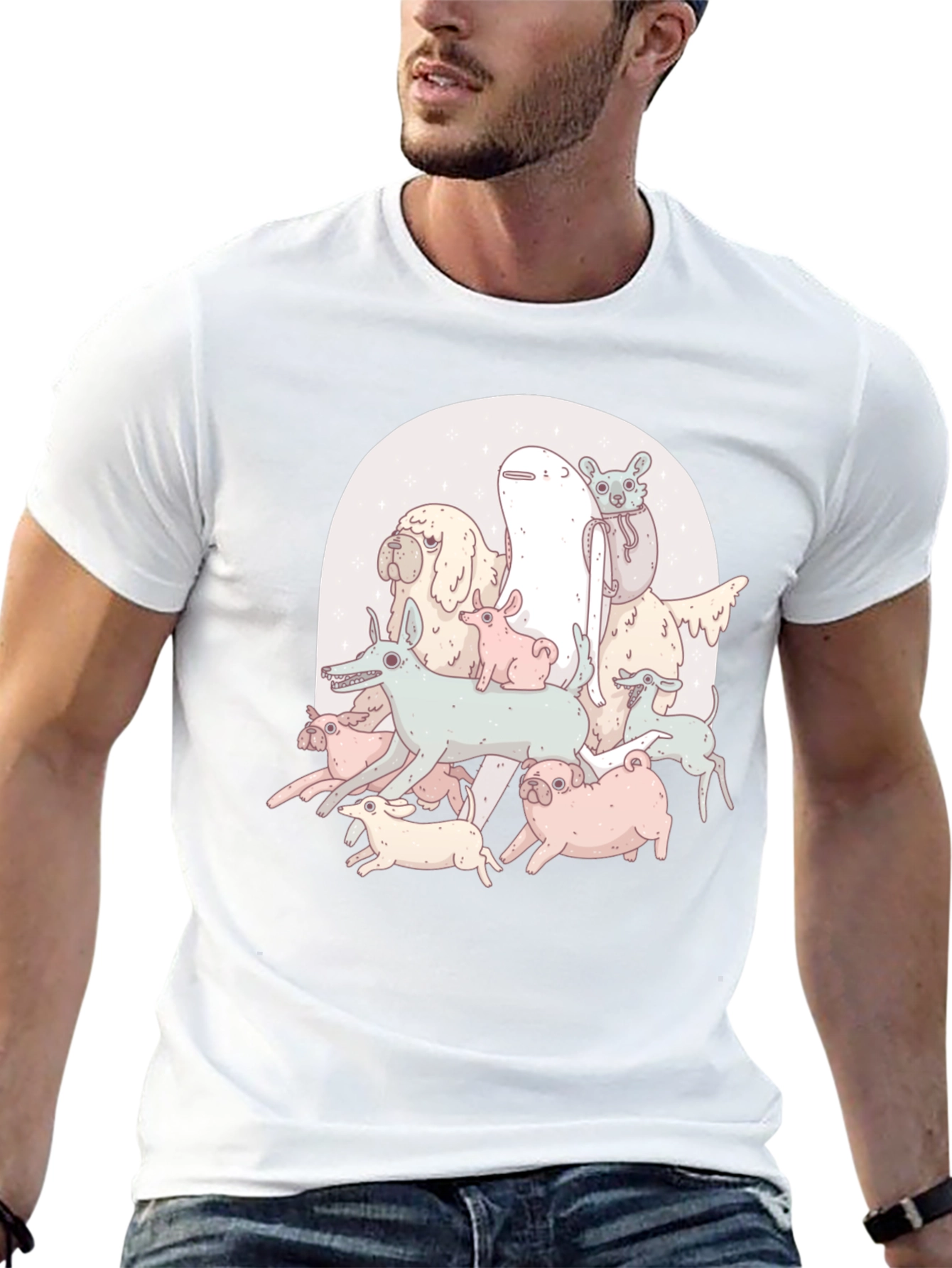 Funny Dog Pile Graphic T-Shirt
