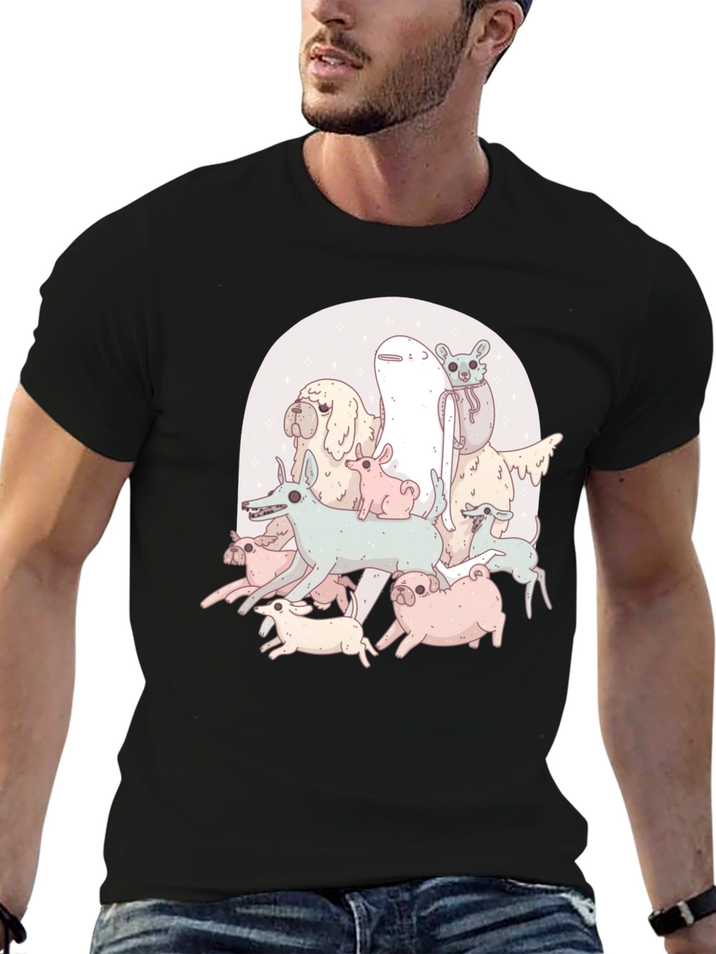 Funny Dog Pile Graphic T-Shirt