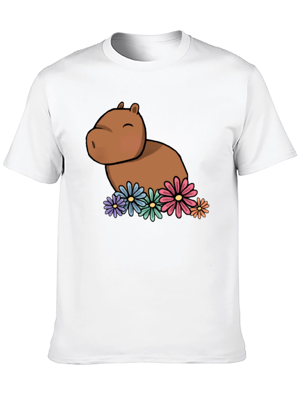 Capybara with Flowers Graphic T-Shirt
