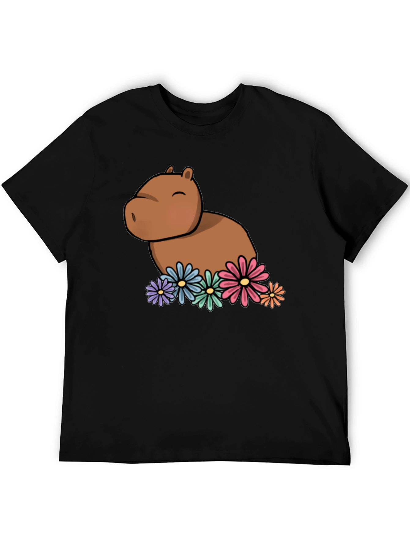 Capybara with Flowers Graphic T-Shirt