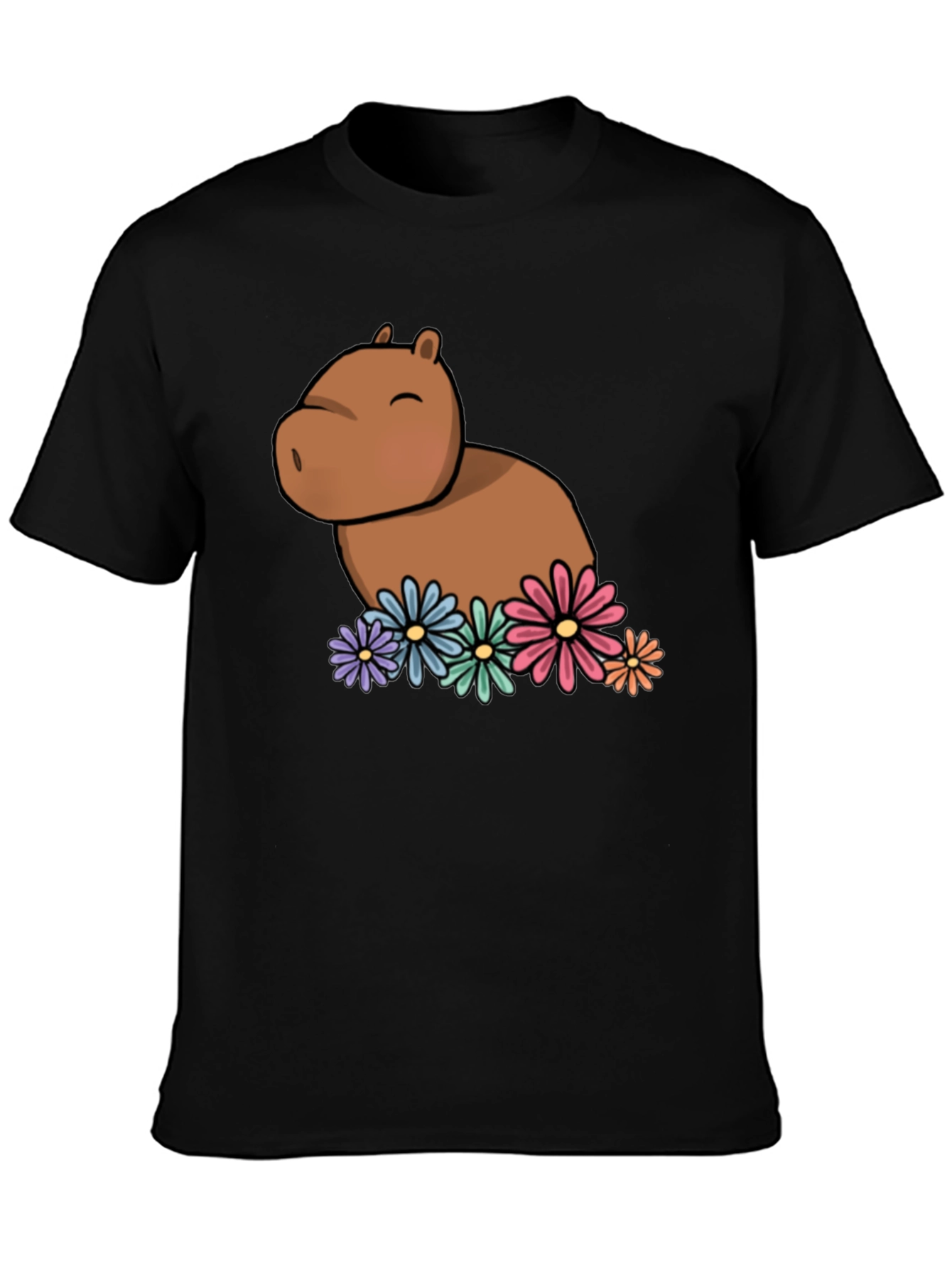 Capybara with Flowers Graphic T-Shirt