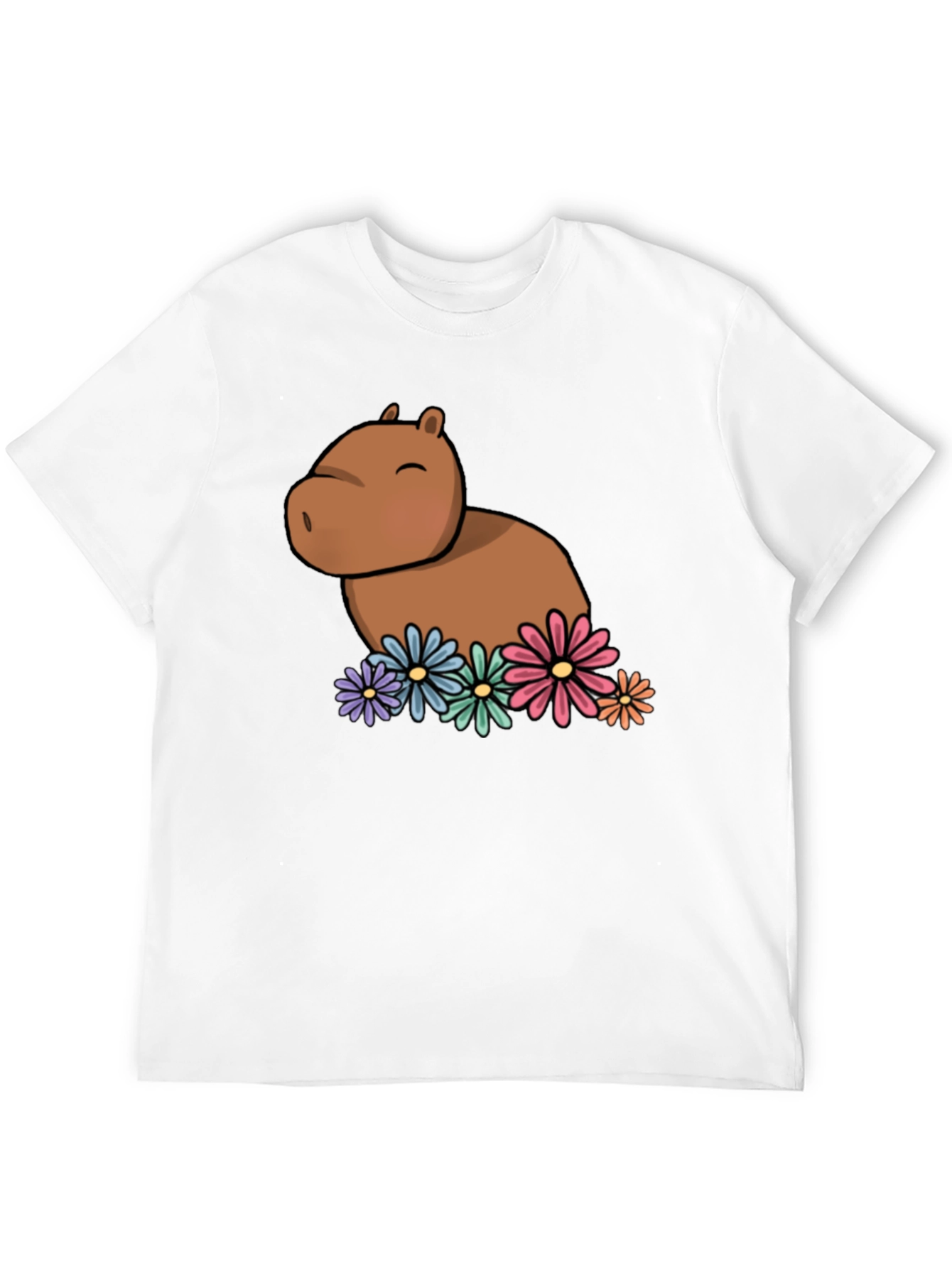 Capybara with Flowers Graphic T-Shirt
