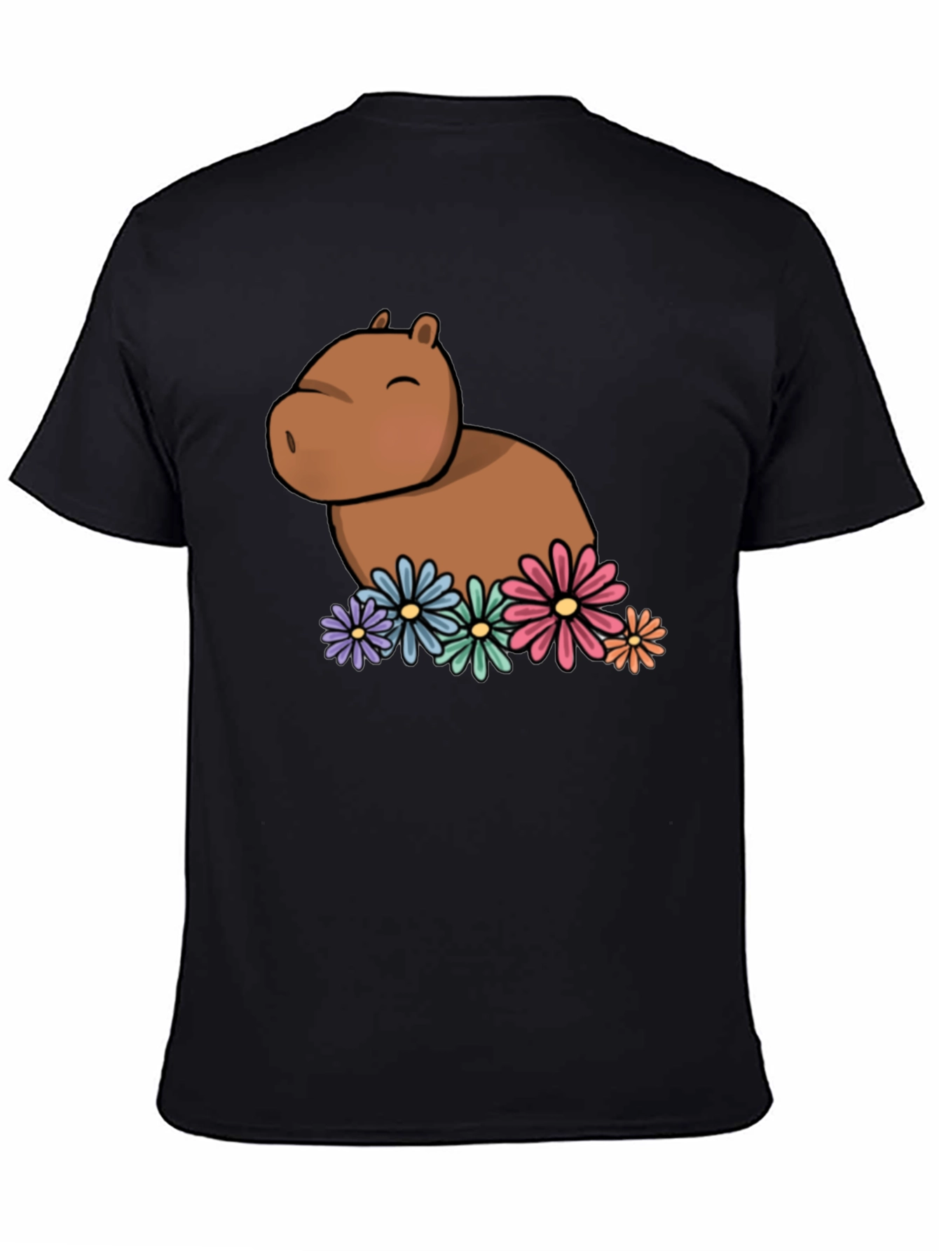 Capybara with Flowers Graphic T-Shirt