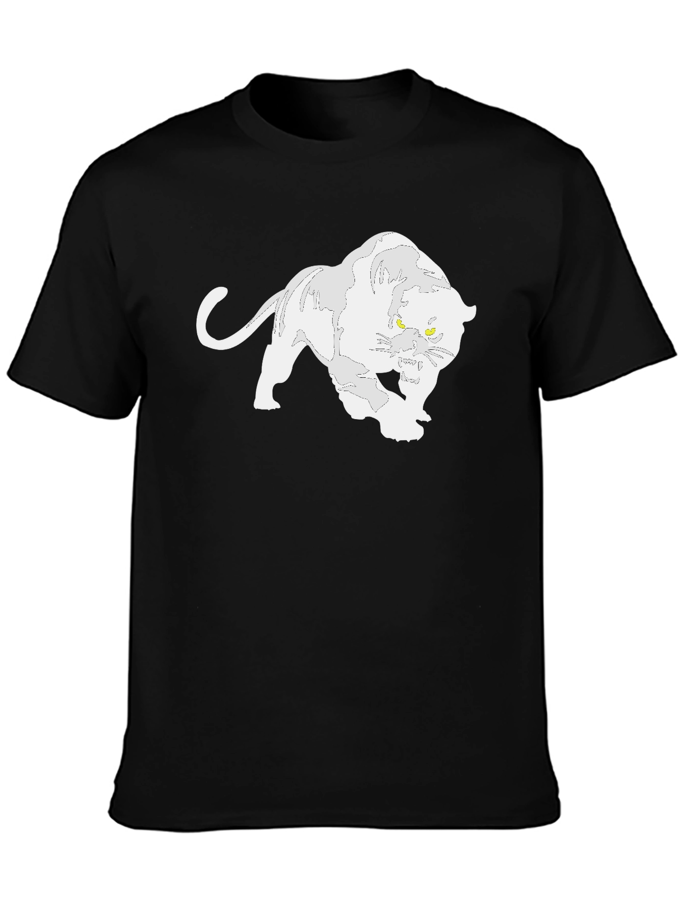 Black T-Shirt with White Panther Graphic