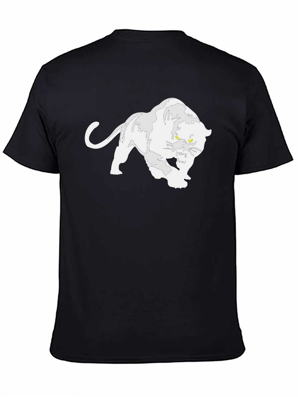 Black T-Shirt with White Panther Graphic