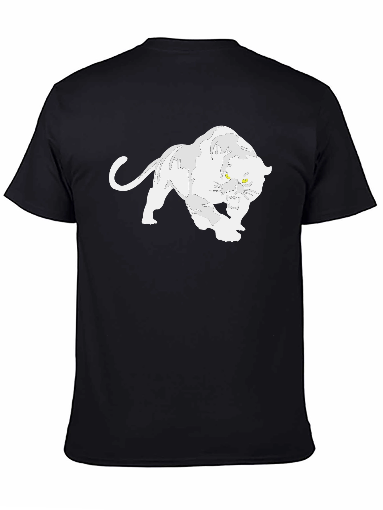 Black T-Shirt with White Panther Graphic