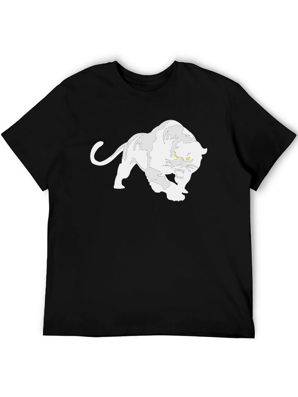 Black T-Shirt with White Panther Graphic