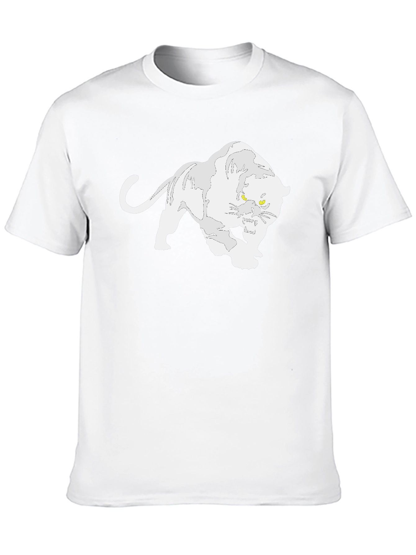 Black T-Shirt with White Panther Graphic